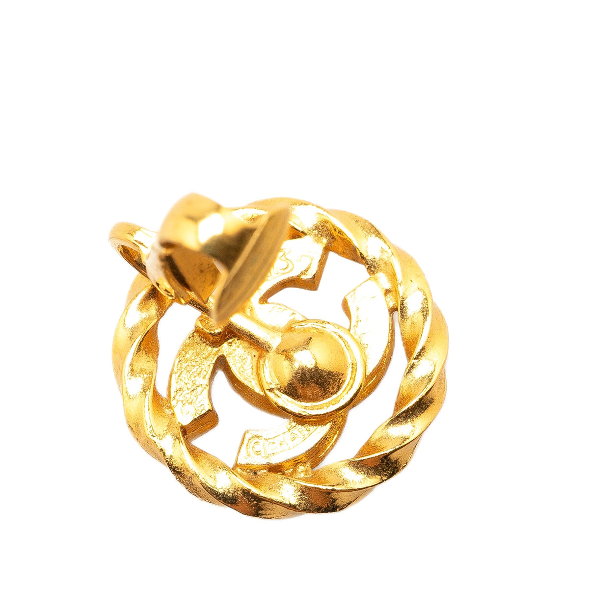 Chanel Gold Plated CC Rhinestones Clip On Earrings Gold