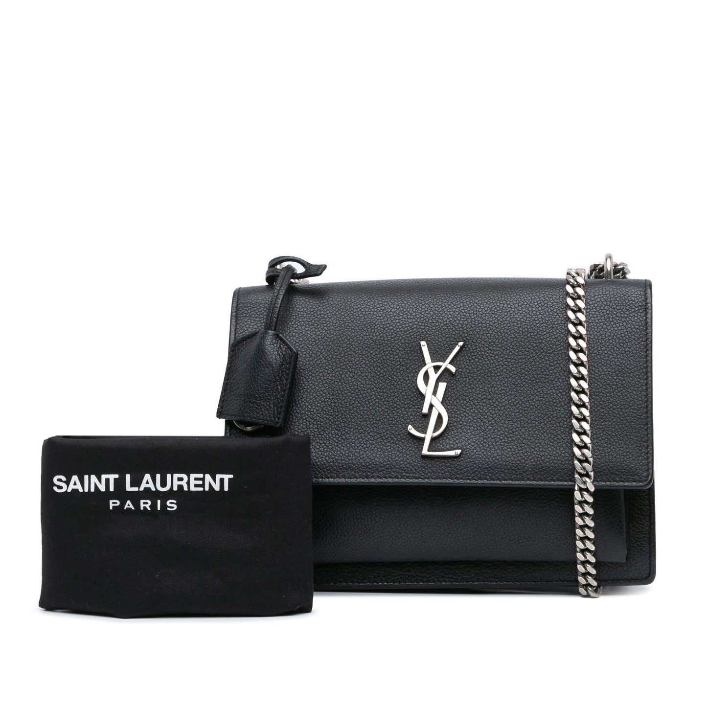 Saint Laurent Medium Leather Monogram Sunset Crossbody Black