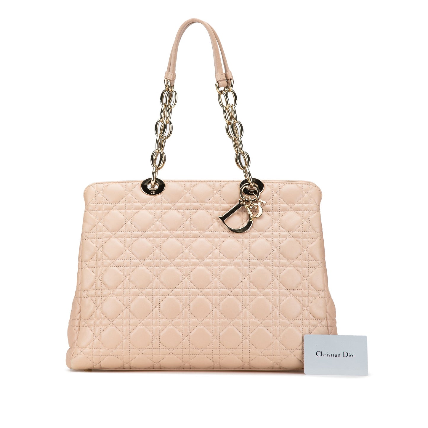 Dior Medium Lambskin Cannage Soft Zipped Shopping Tote Pink