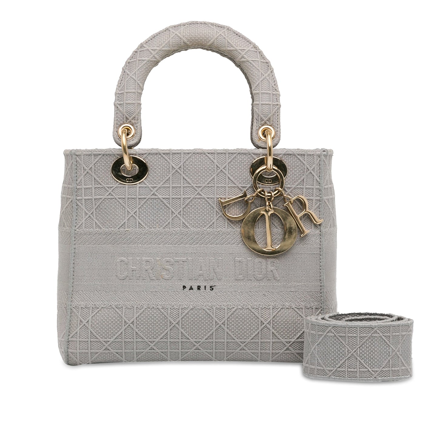 Dior Medium Canvas Cannage Lady D Lite Gray