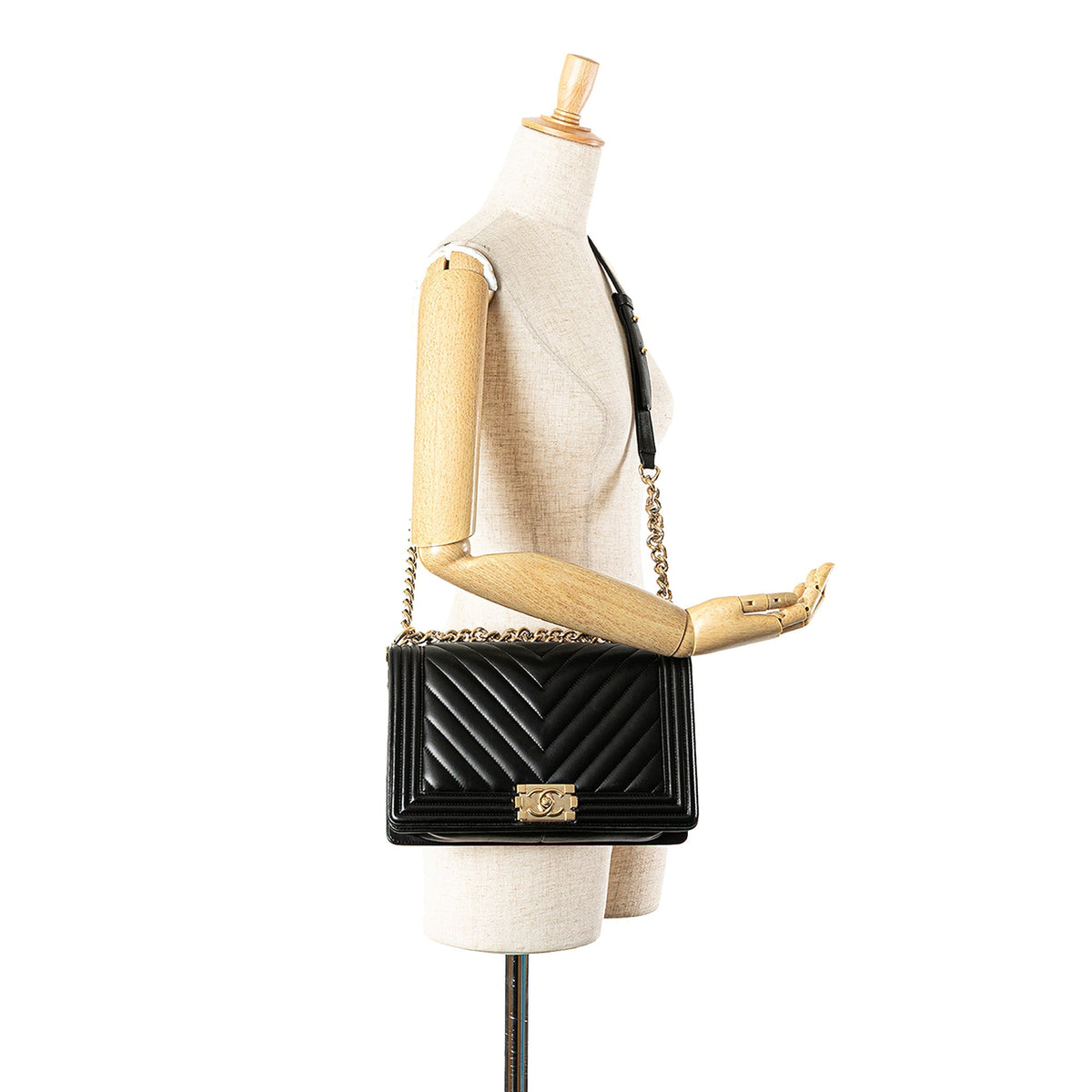Chanel Medium Chevron Lambskin Boy Flap Black