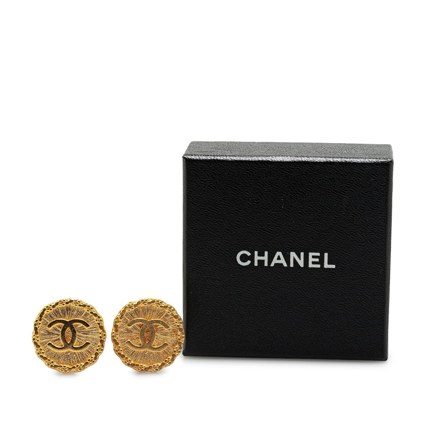 Chanel Gold Plated CC Round Clip on Earrings Gold