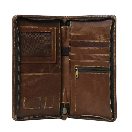 Men’s Dark Brown Leather Travel Wallet