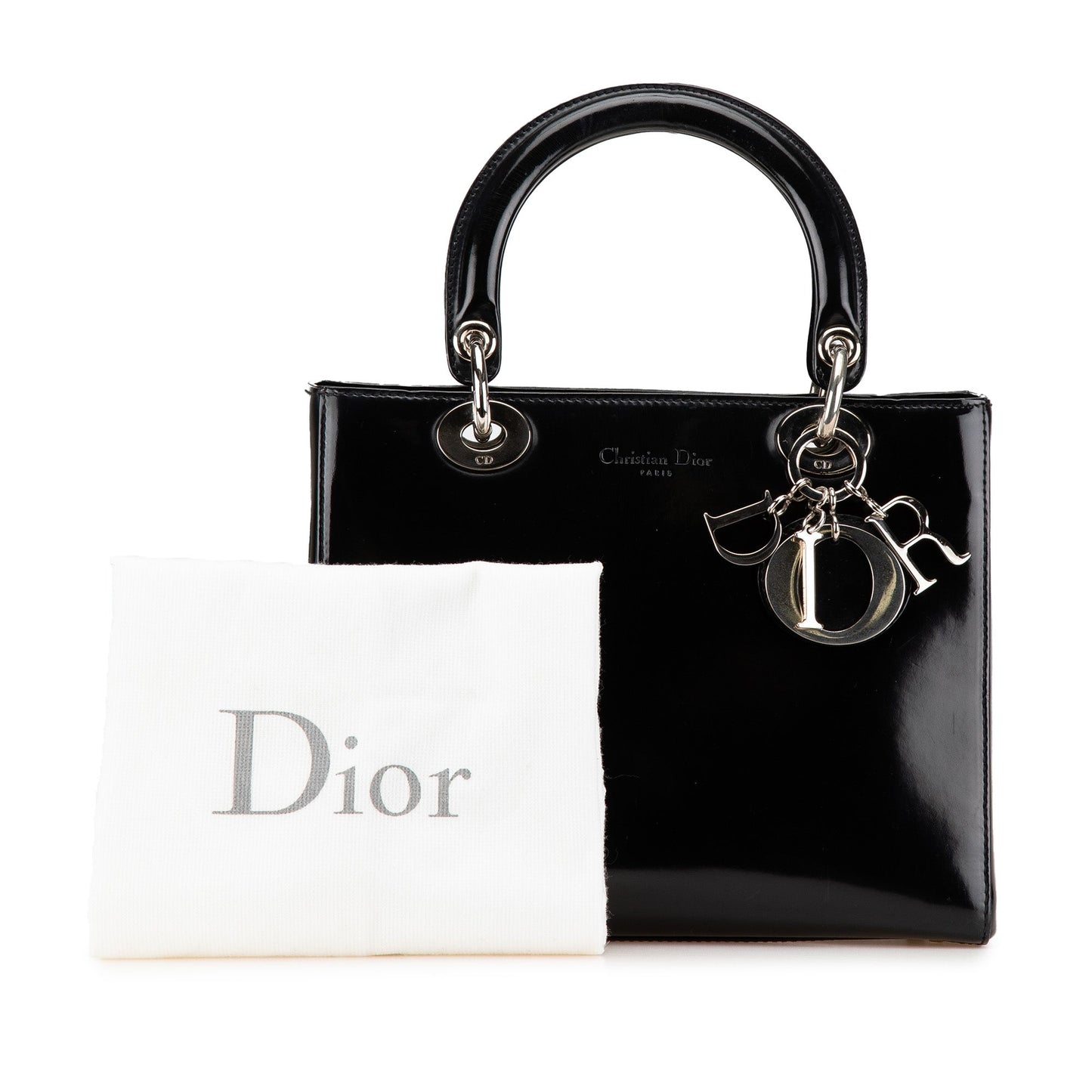 Dior Medium Patent Lady Dior Black
