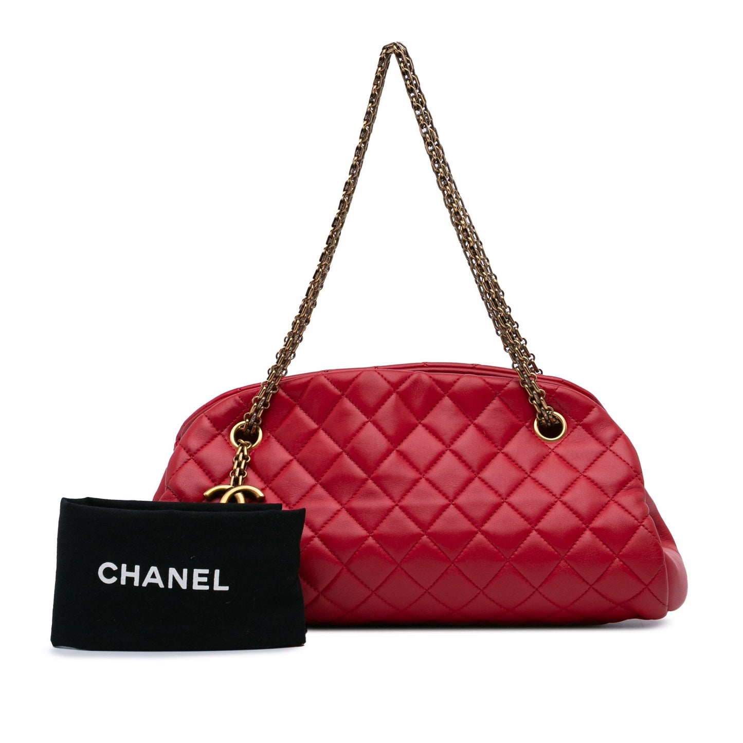 Chanel Medium Lambskin Mademoiselle Bowling Bag Red