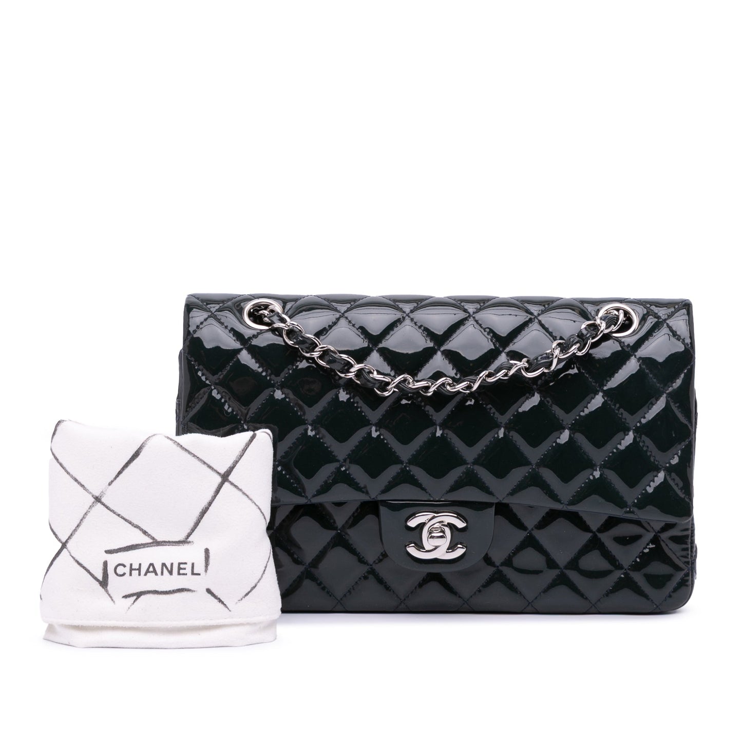 Chanel Medium Classic Patent Double Flap Blue