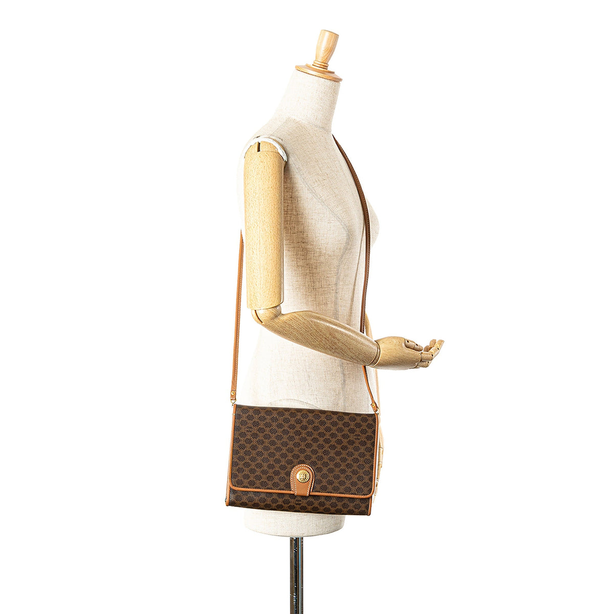 Celine Macadam Coated Canvas Crossbody Brown
