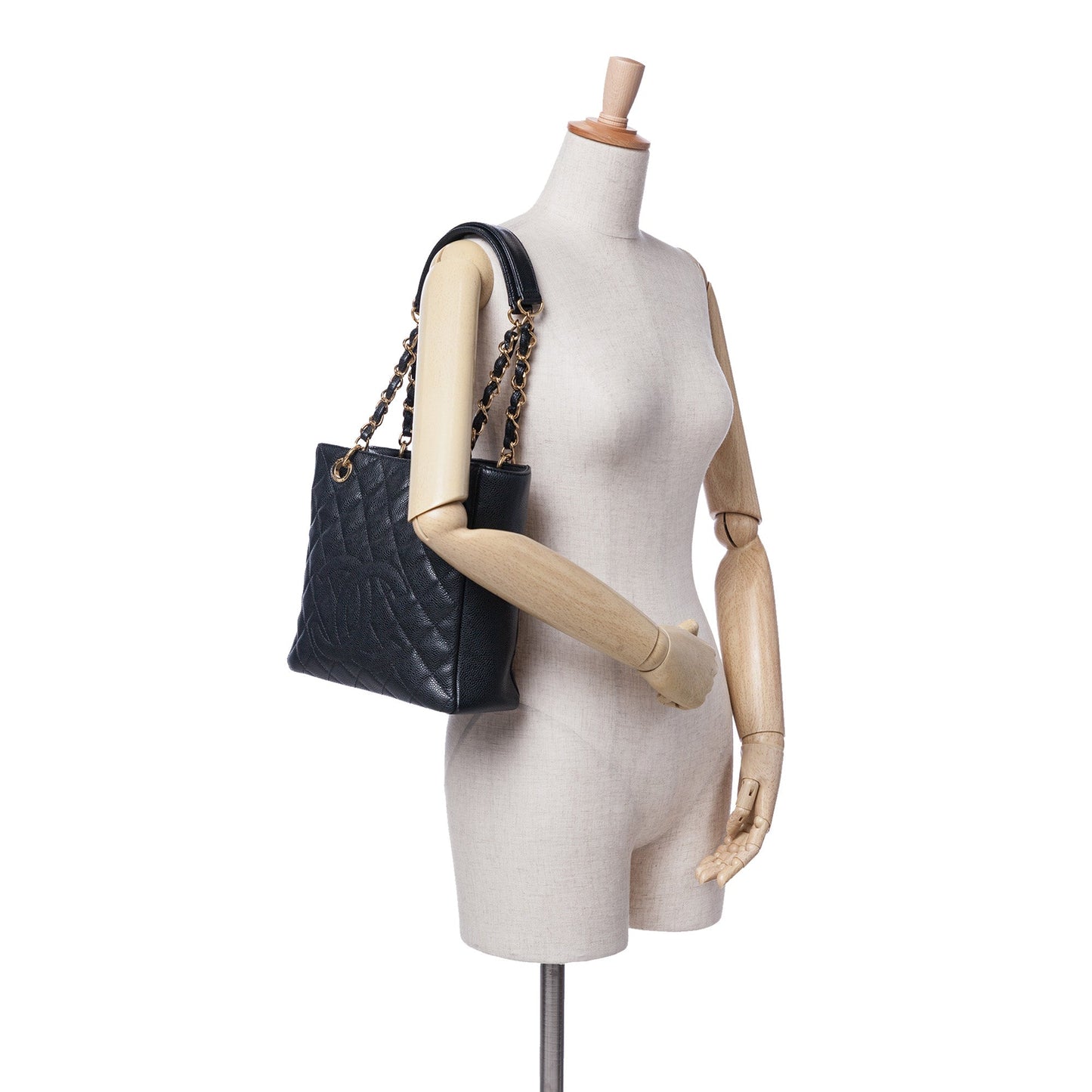 Chanel Petite Caviar Shopping Tote Black