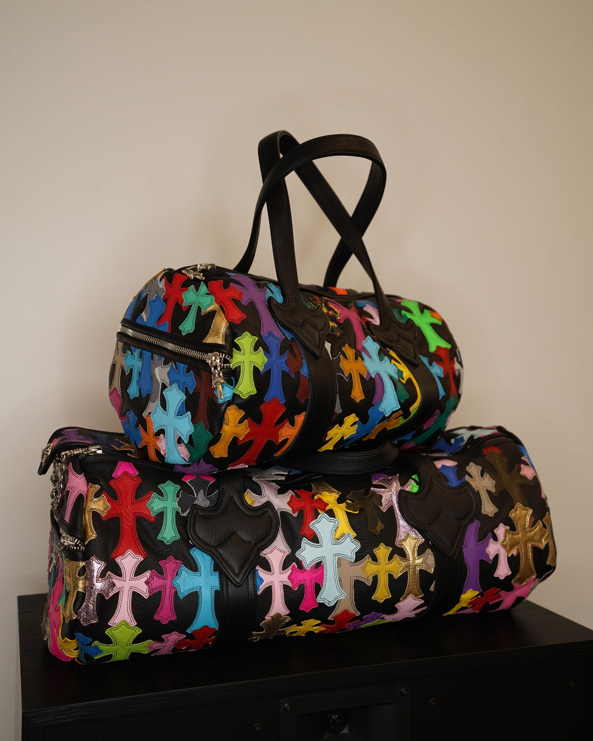 Multicolor Cross Patch Cemetery Large Duffle Bag