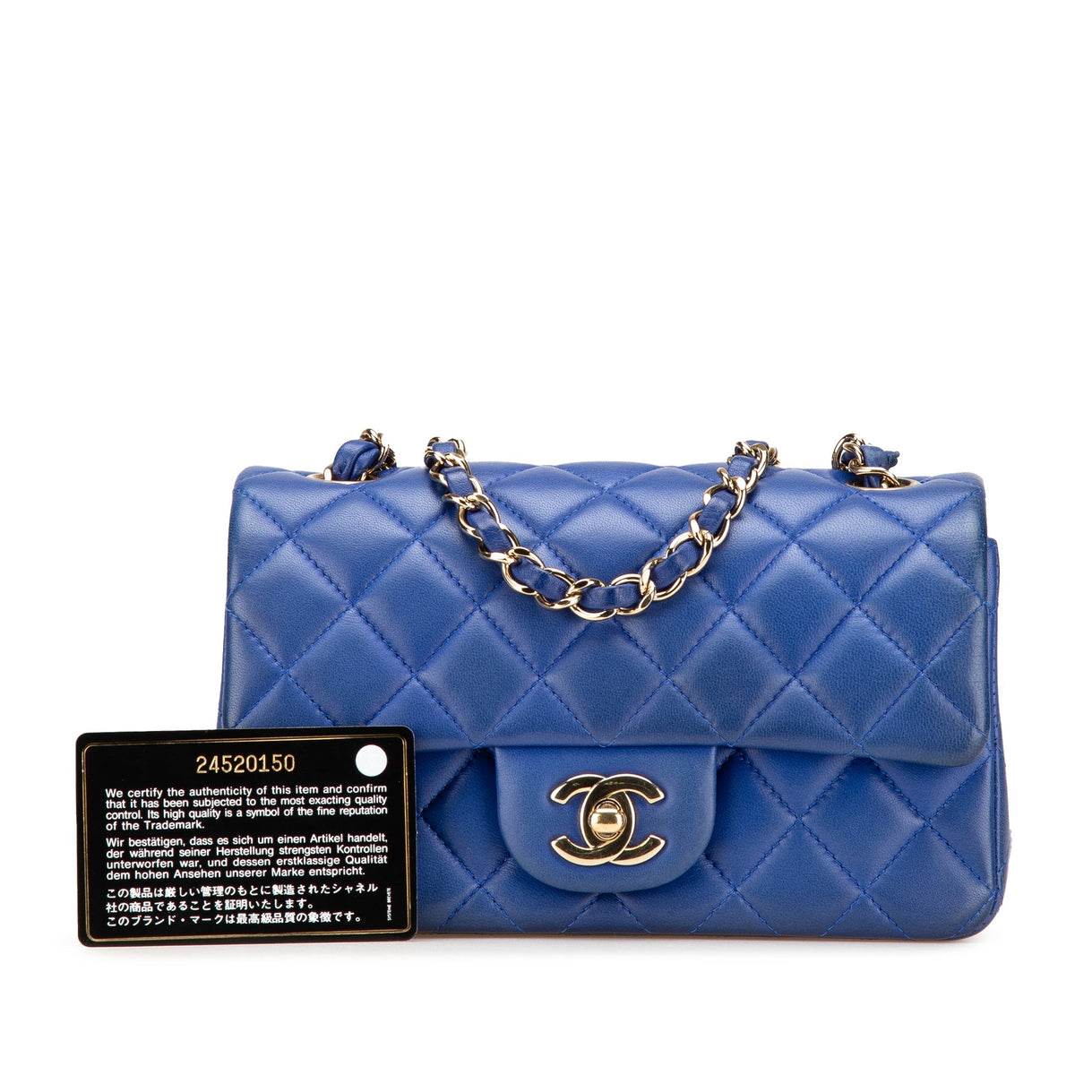 Chanel Mini Rectangular Classic Lambskin Single Flap Blue