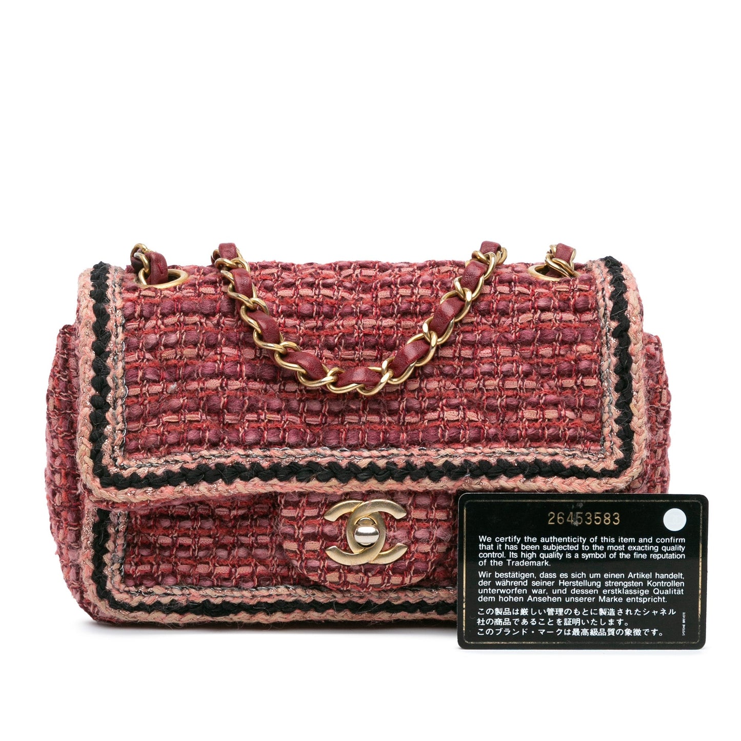 Chanel Mini Braided Classic Tweed Single Flap Bag Red