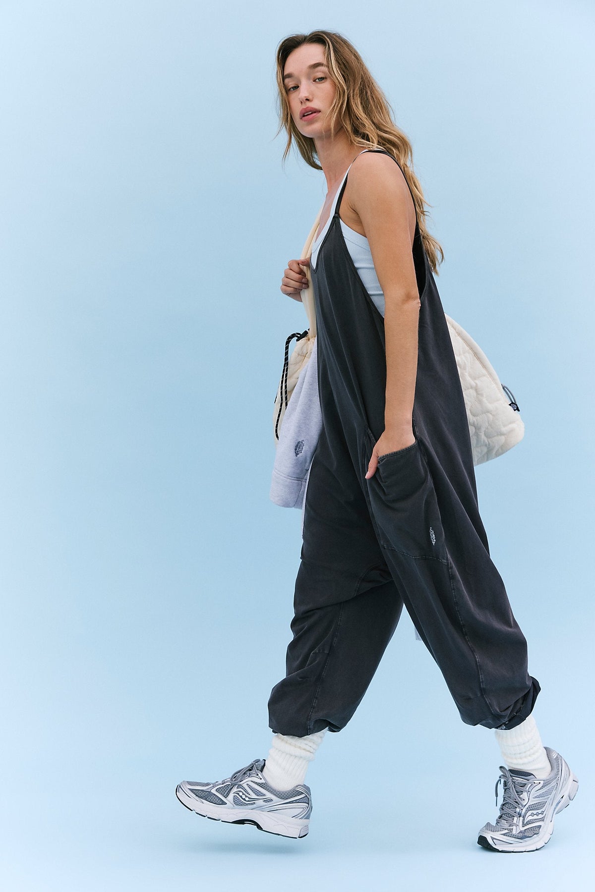 Free People Hot Shot Onesie - Washed Black