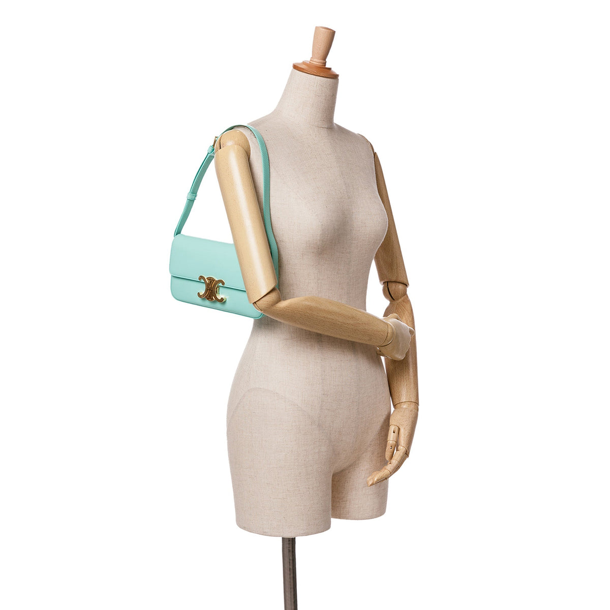 Celine Triomphe Leather Claude Shoulder Bag Blue