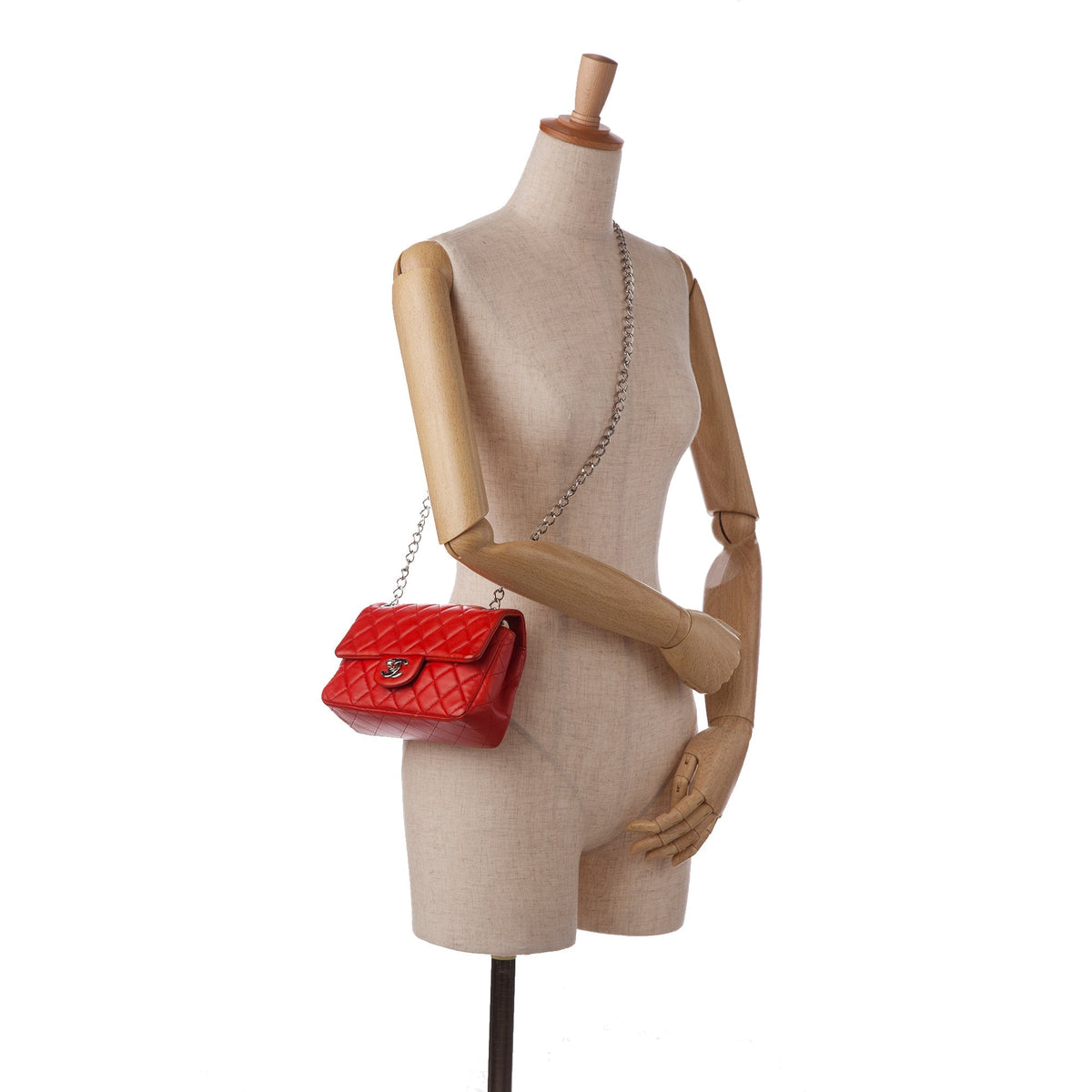 Chanel New Mini Rectangular Classic Lambskin Single Flap Red
