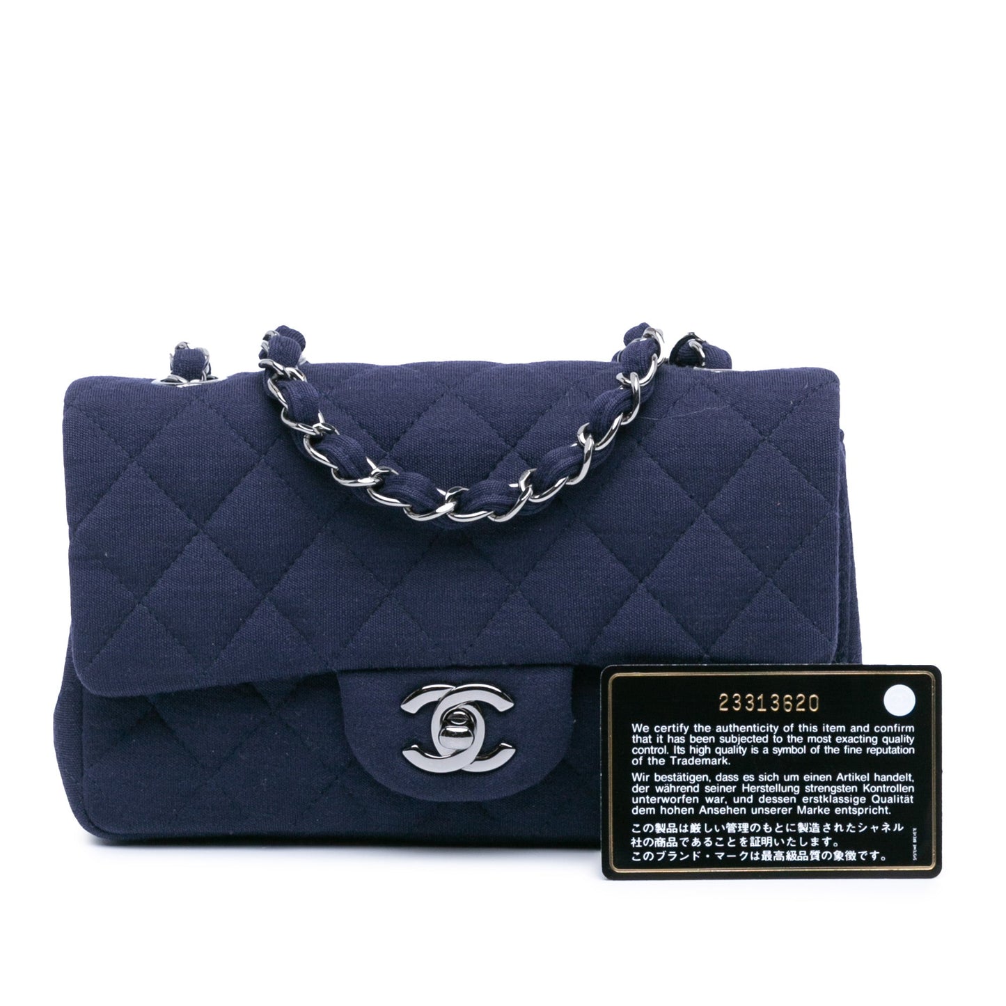 Chanel Mini Rectangular Classic Jersey Single Flap Blue