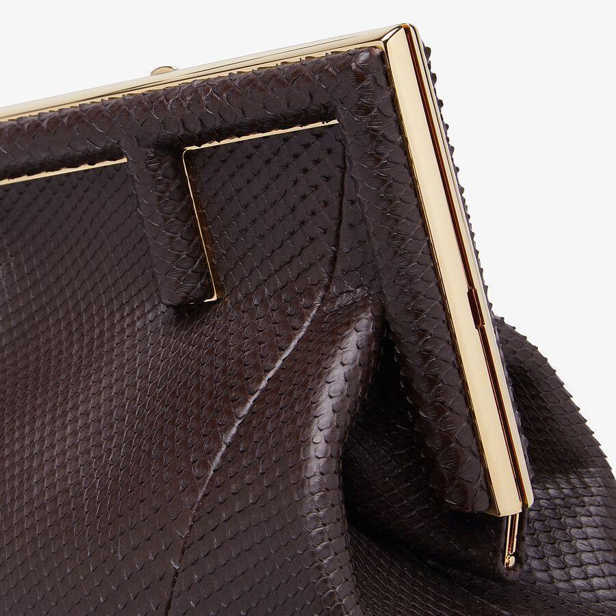 Fendi First Medium Dark Brown Python Leather Bag