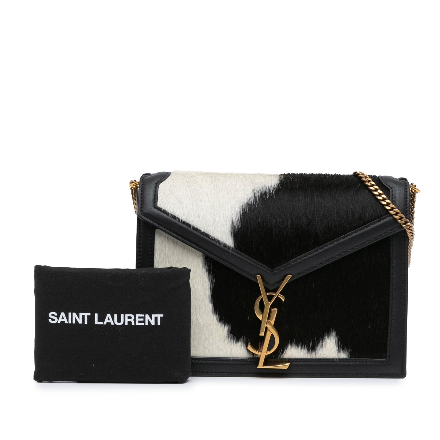 Saint Laurent Calf Hair Cassandra Crossbody Black