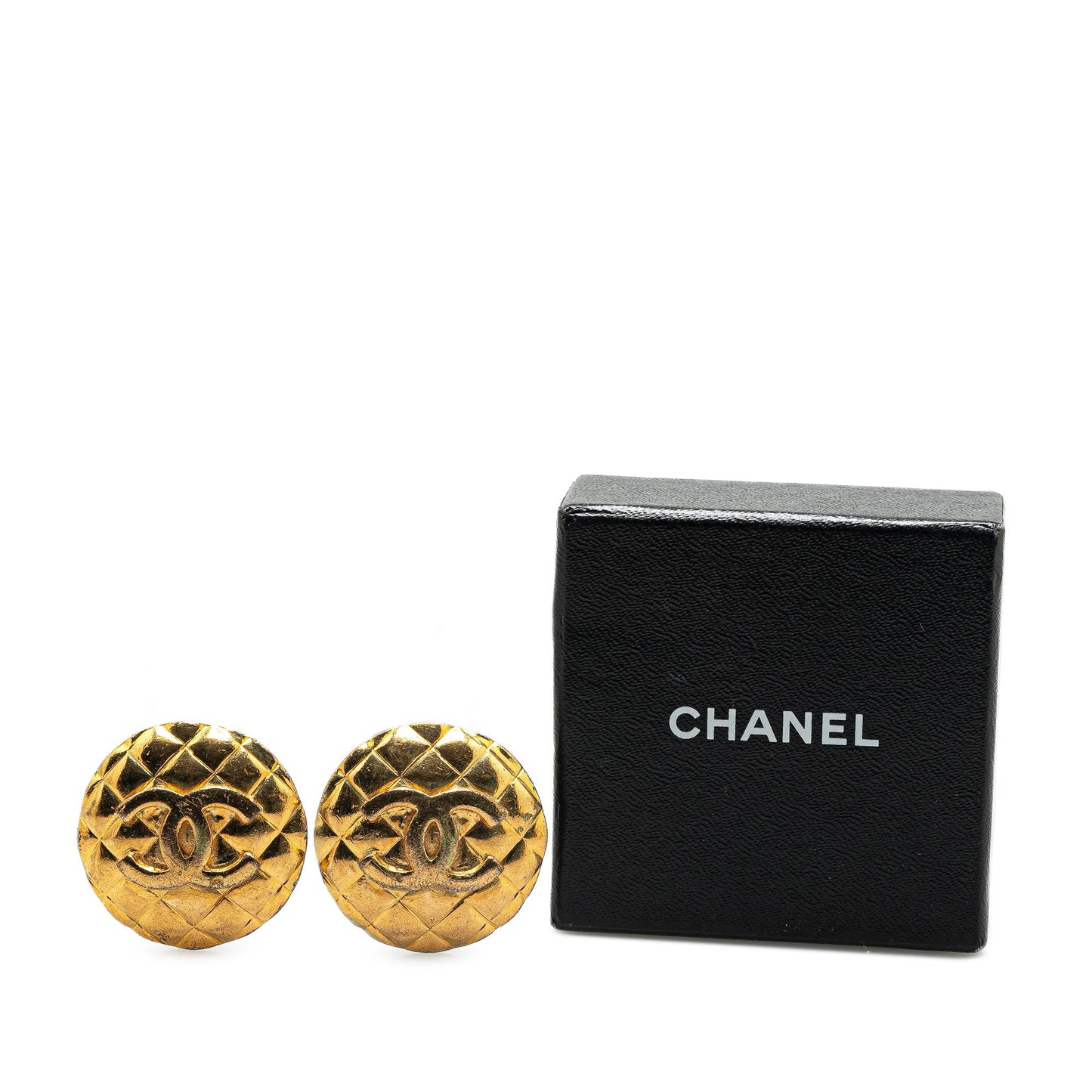 Chanel Gold Plated CC Quilted Clip On Earrings Gold