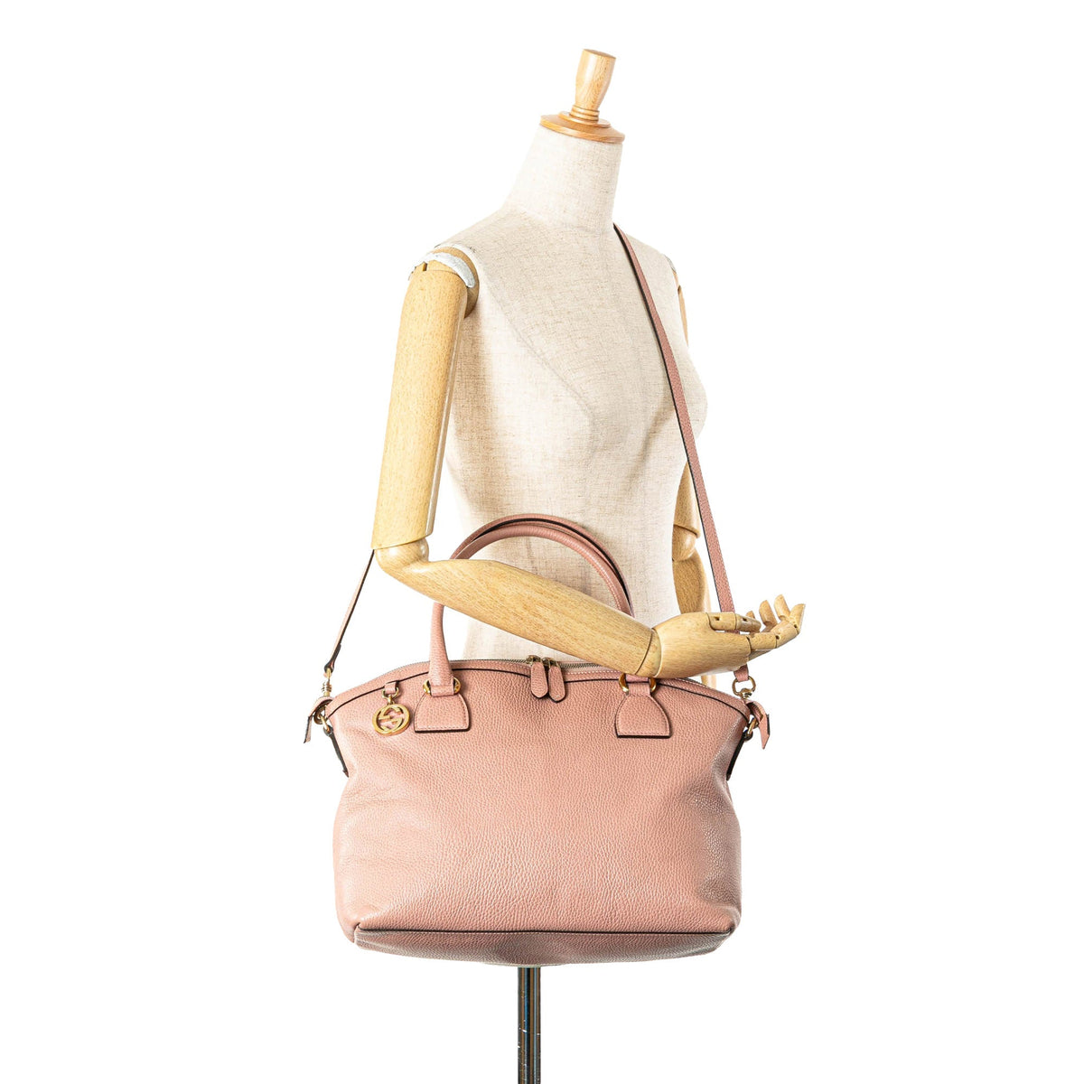 Gucci Medium Leather GG Charm Dome Satchel Pink