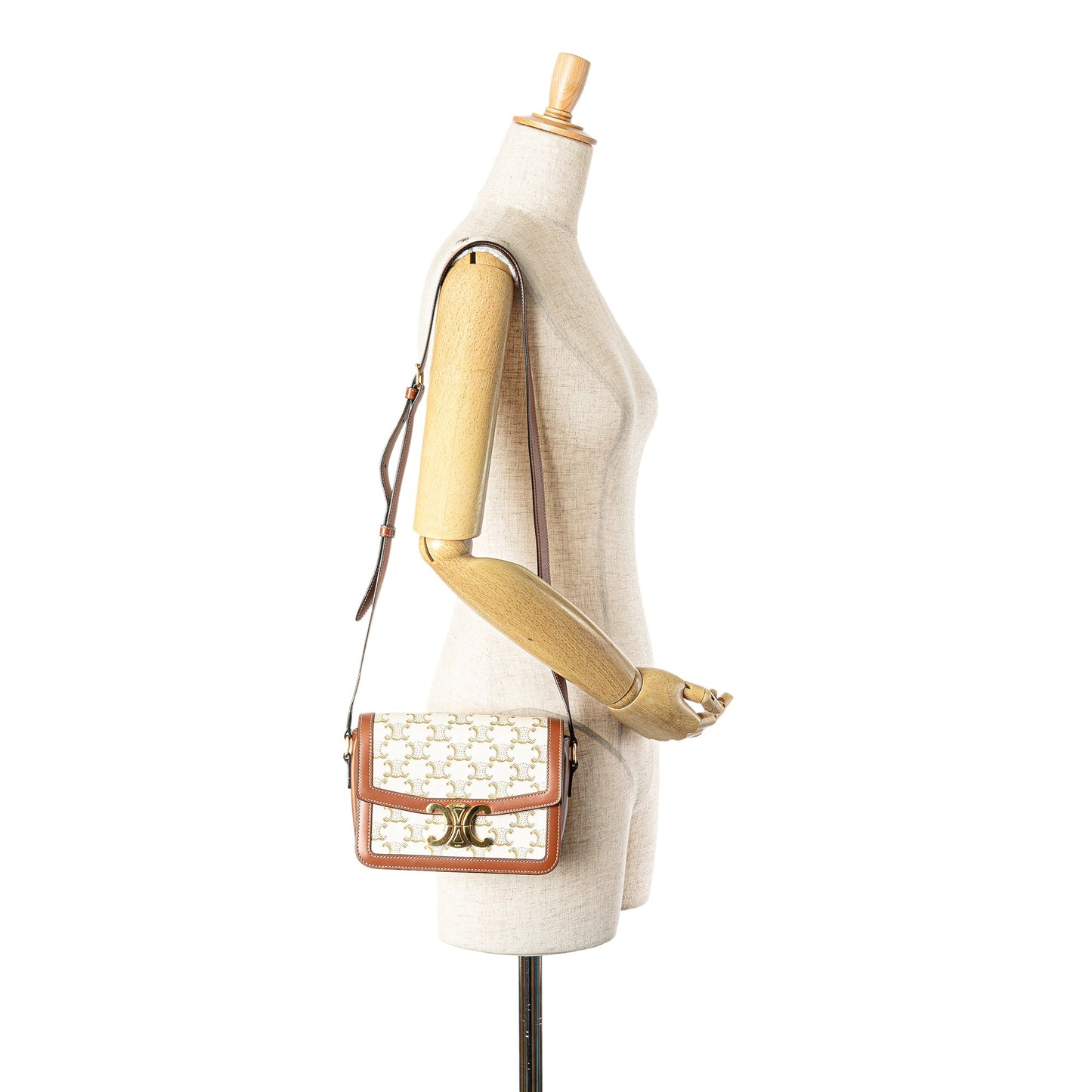 Celine Teen Coated Canvas Triomphe Crossbody White