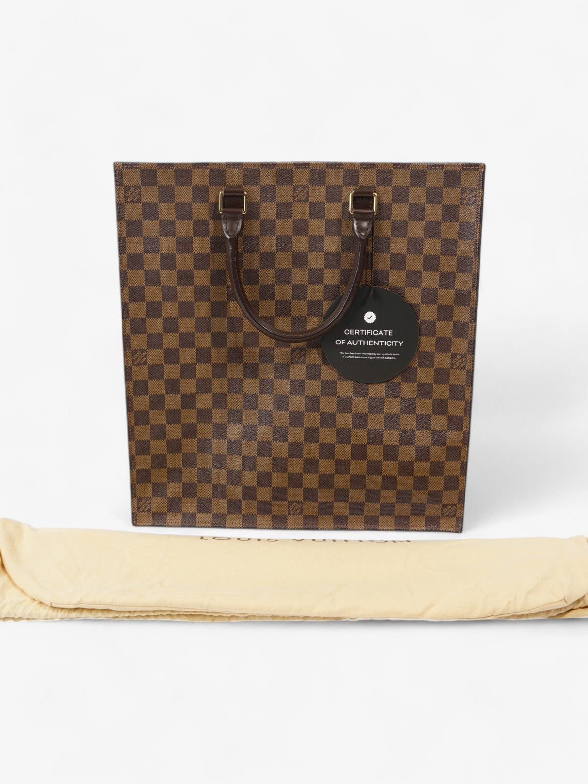 Louis Vuitton Sac Plat Tote Bag Damier Ebene Coated Canvas
