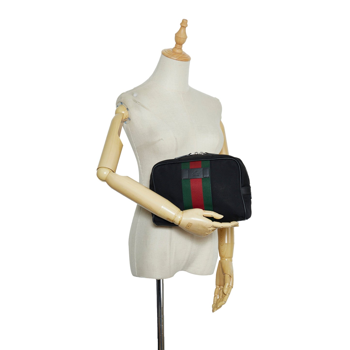 Gucci Techno Web Canvas Clutch Black