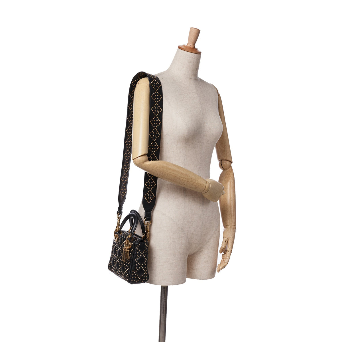 Dior Mini Lambskin Cannage Studded Supple Lady Dior Black