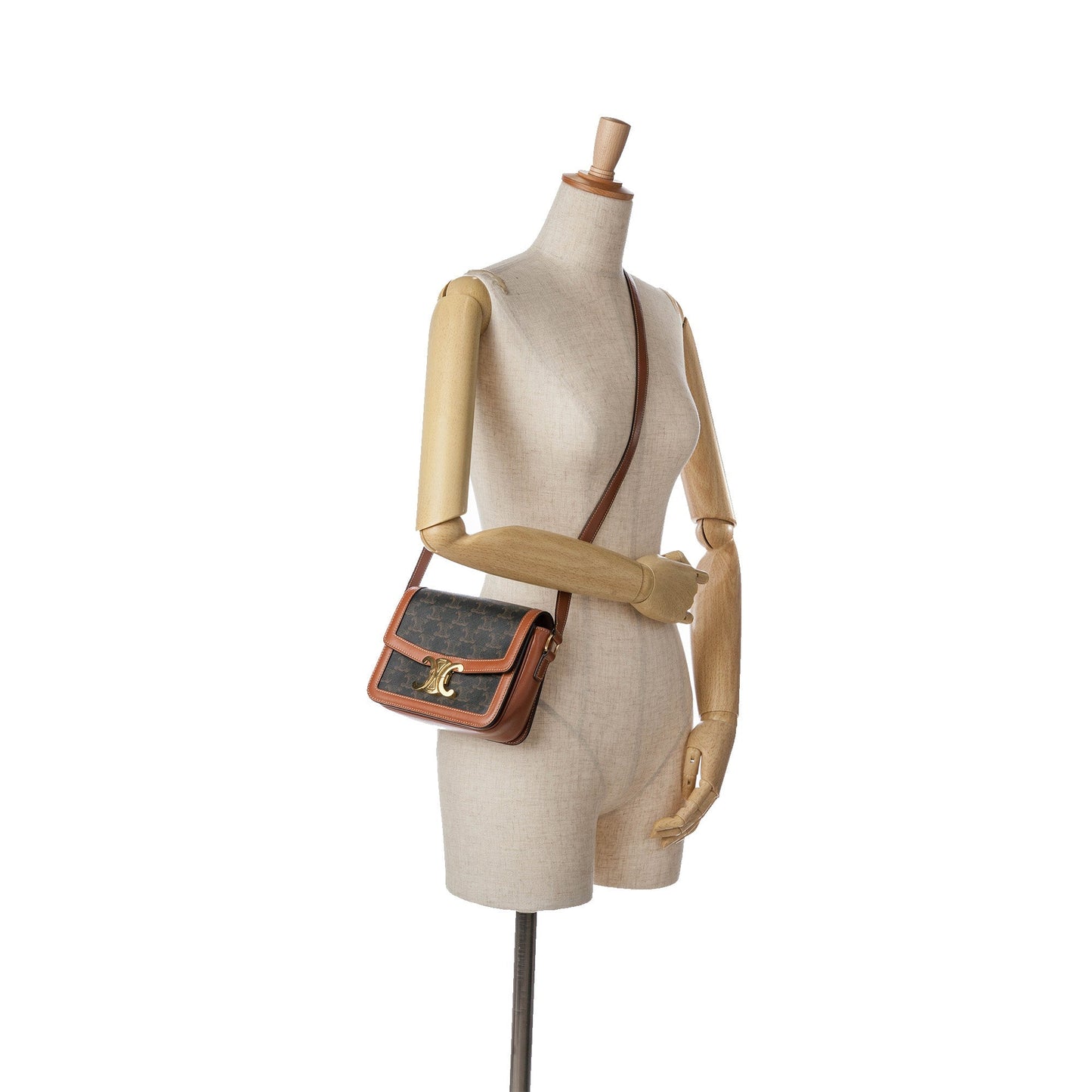 Celine Teen Coated Canvas Triomphe Crossbody Brown