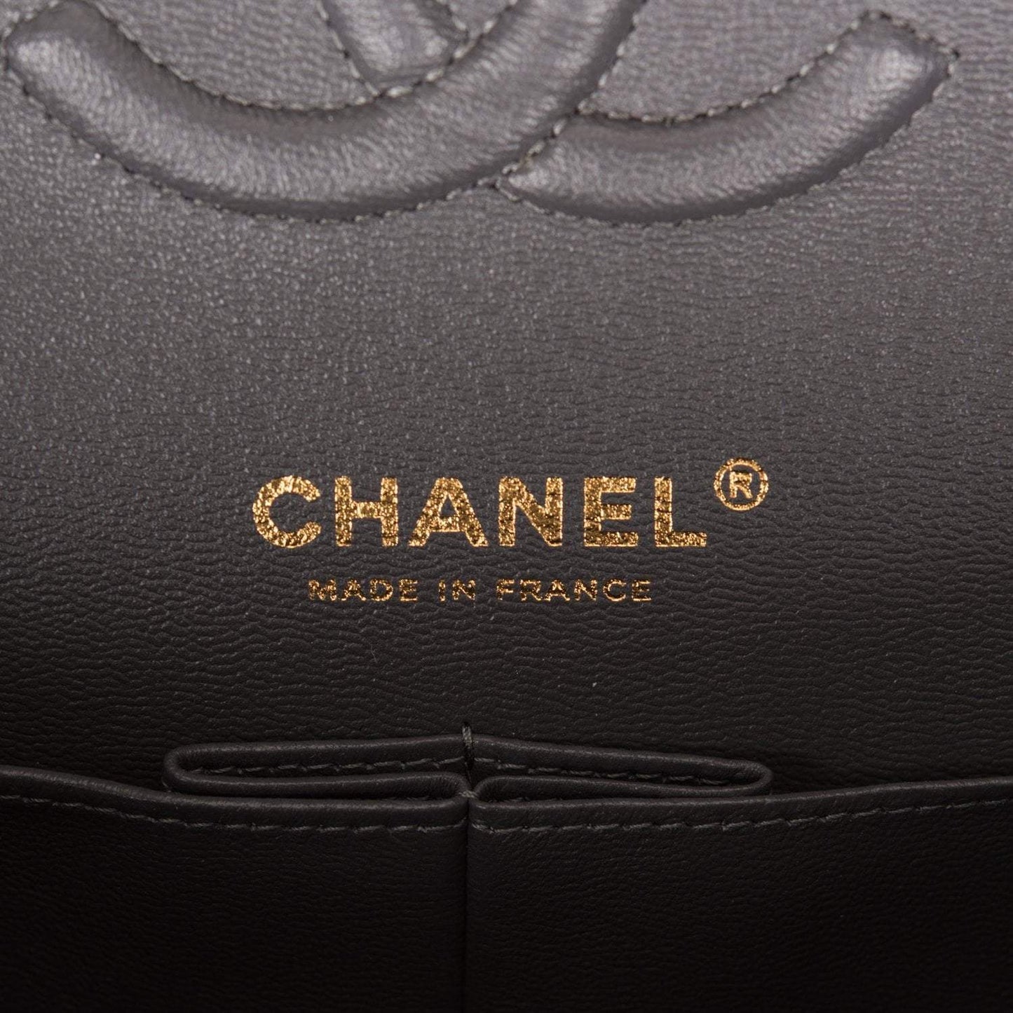 Chanel Medium Classic Double Flap Bag Dark Gray Caviar Light Gold Hardware