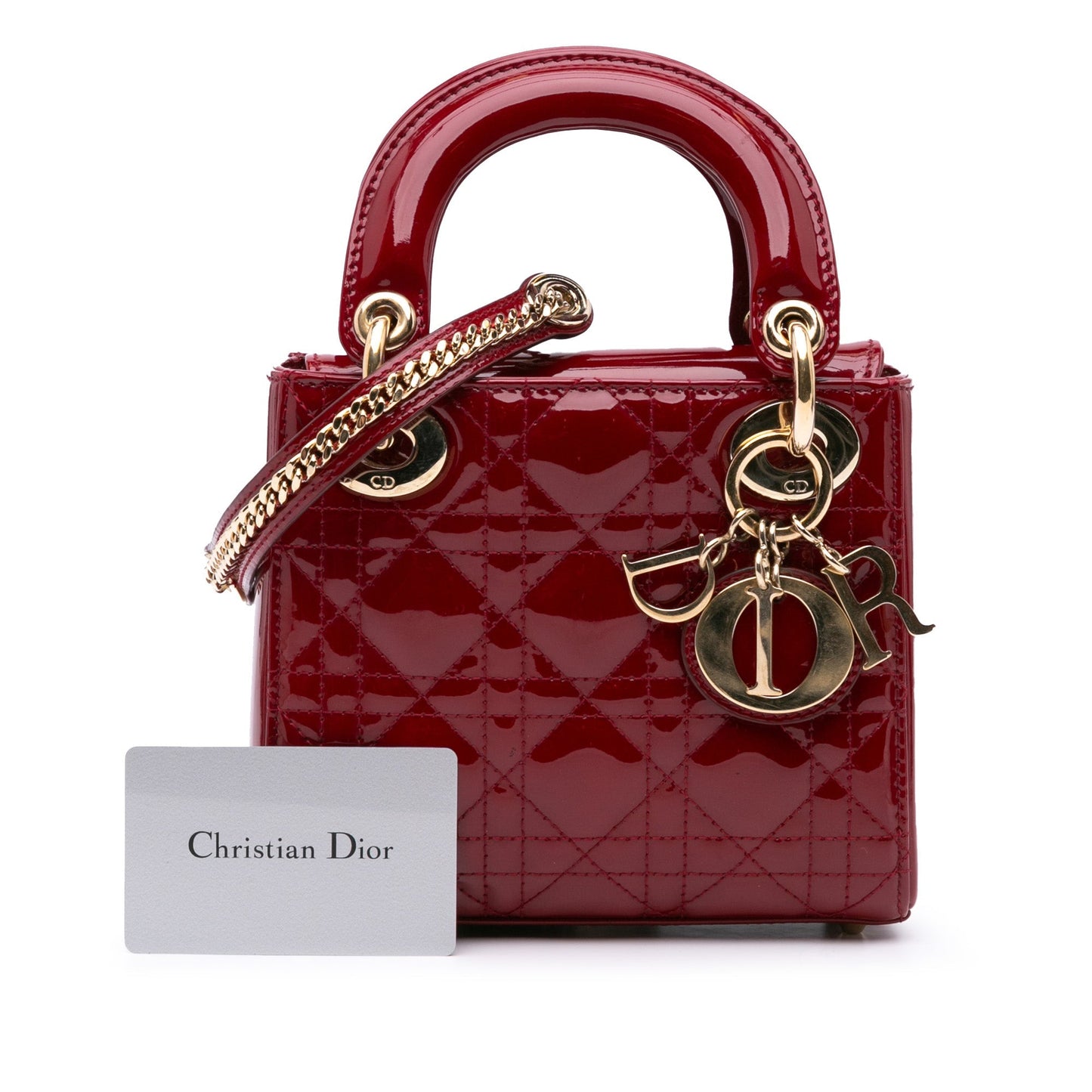 Dior Mini Patent Cannage Lady Dior Red