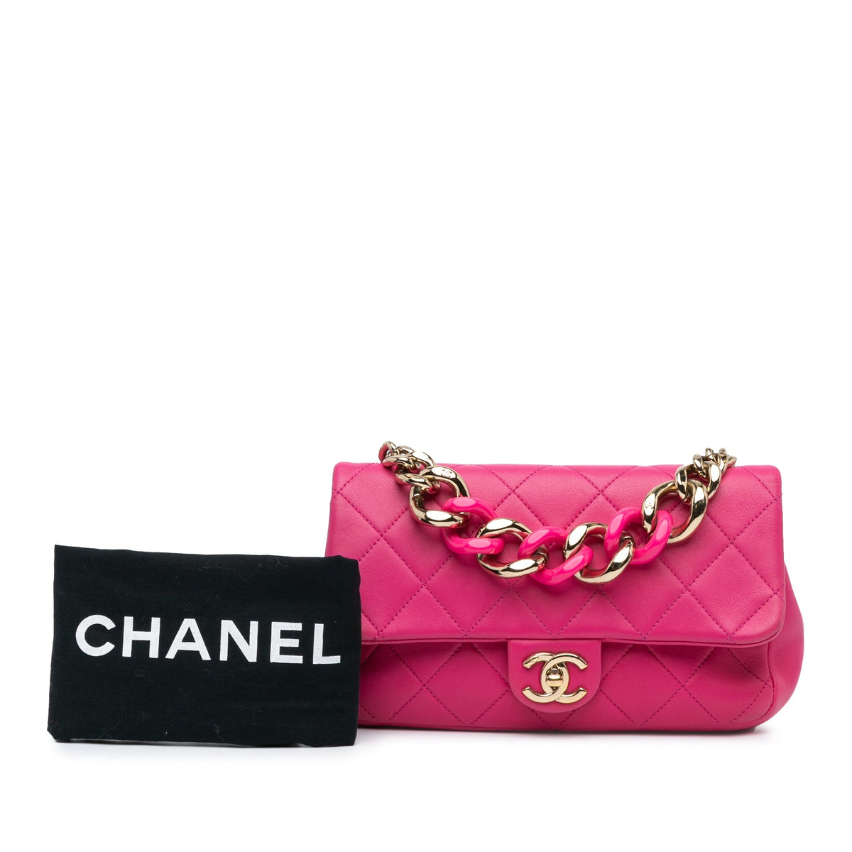 Chanel Small Lambskin Elegant Chain Single Flap Pink