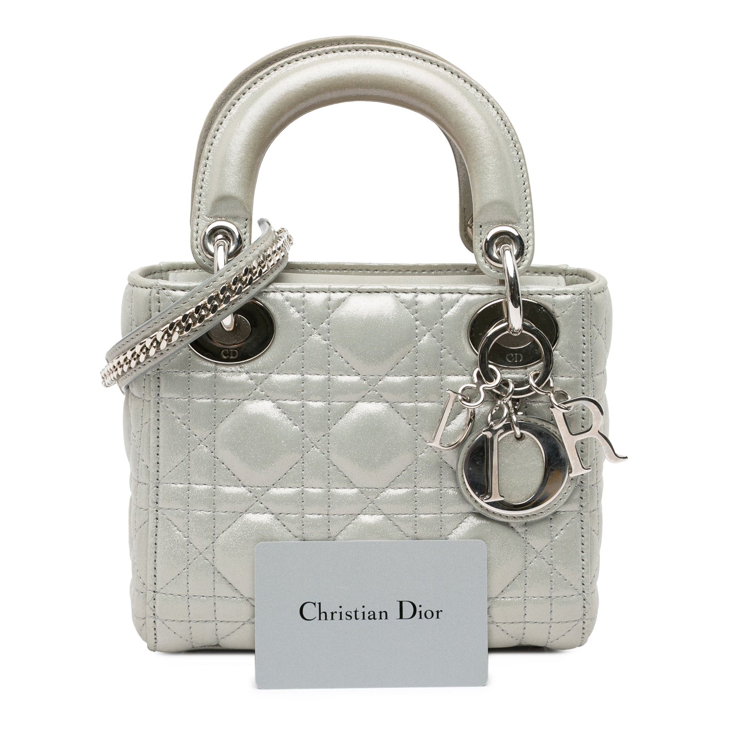 Dior Mini Iridescent Lambskin Cannage Lady Dior Silver