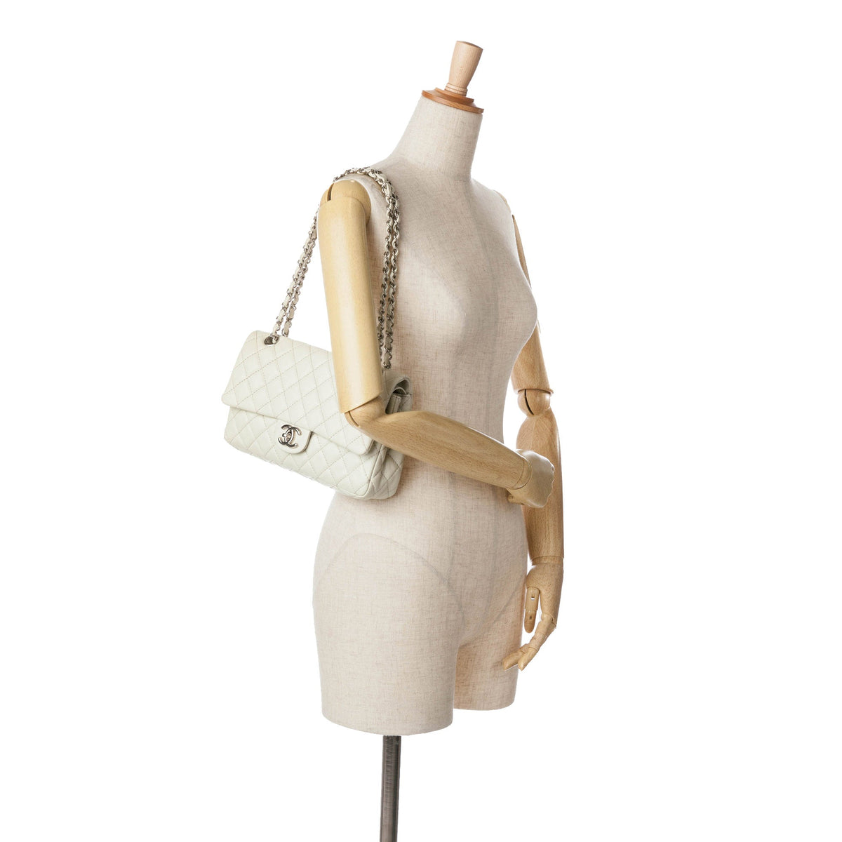 Chanel Medium Classic Caviar Double Flap White