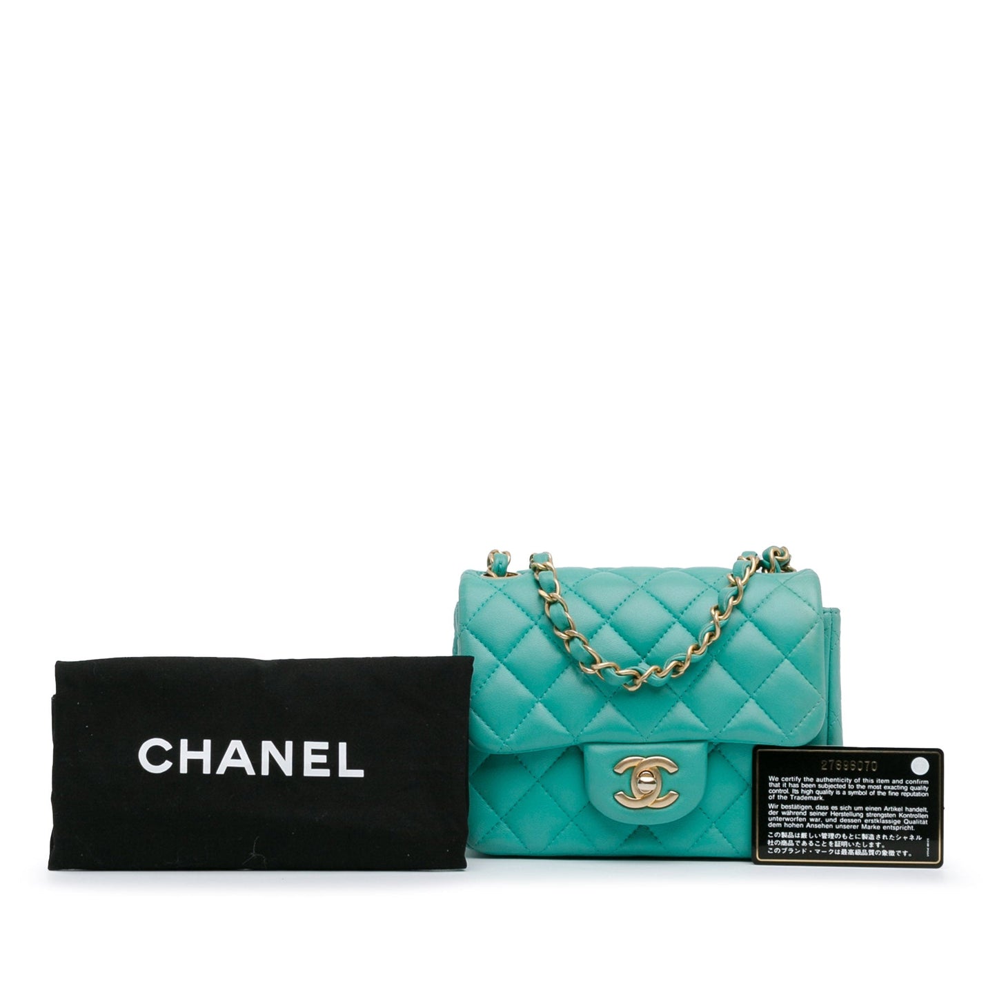 Chanel Mini Square Classic Lambskin Single Flap Green