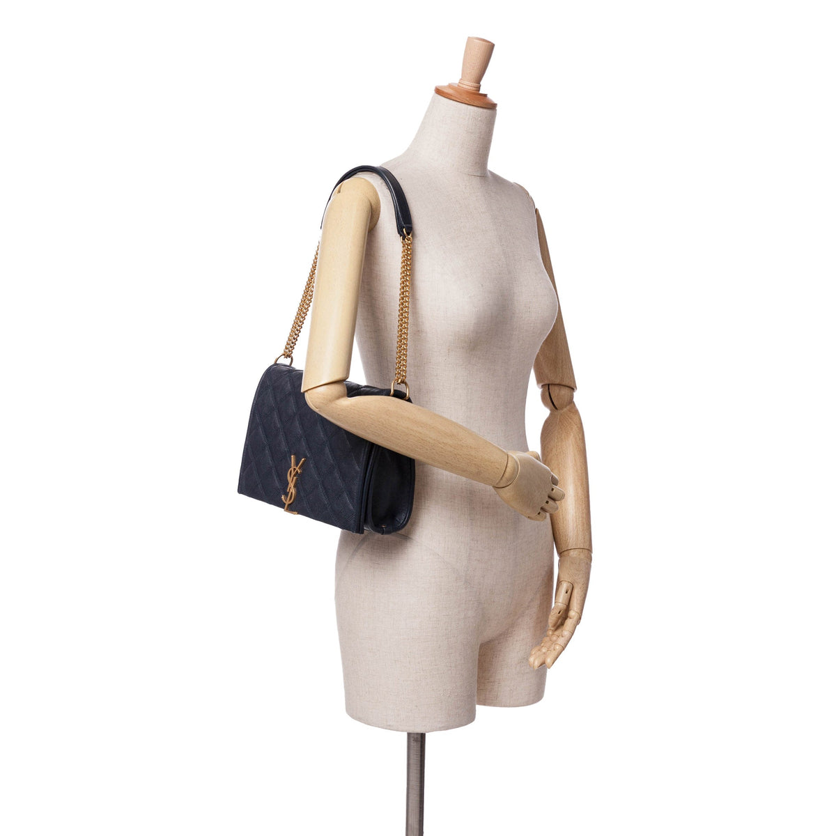 Saint Laurent Small Lambskin Becky Chain Shoulder Bag Blue