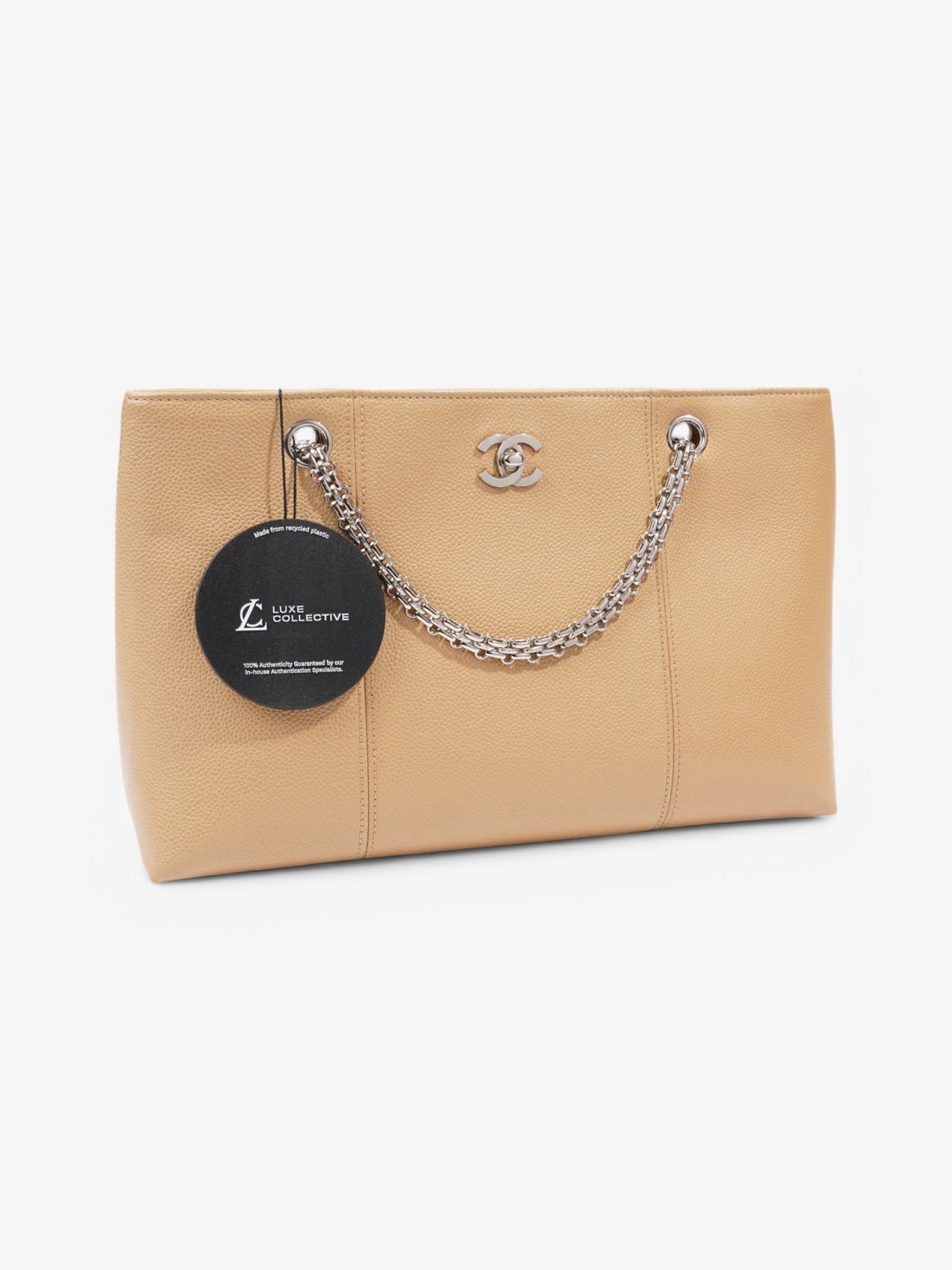 Chanel Caviar Tote Bag Beige Leather