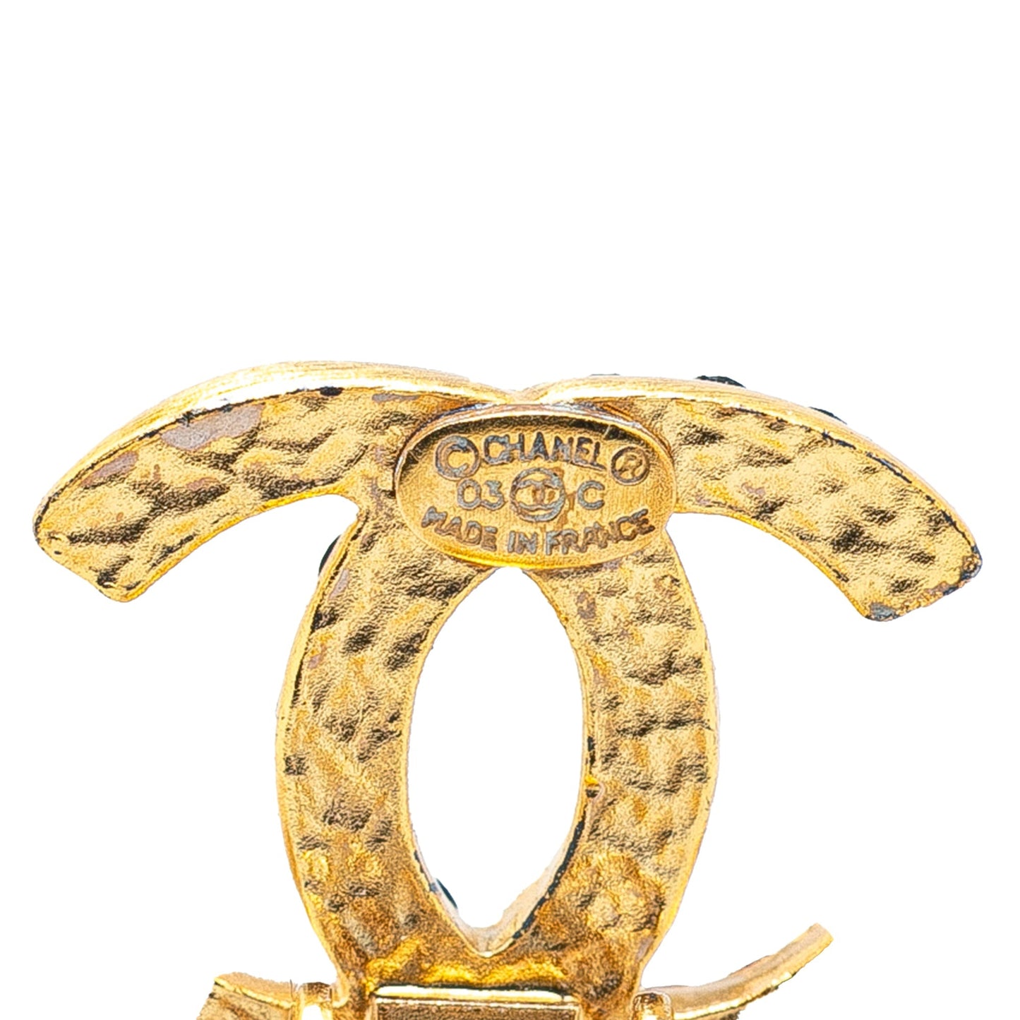 Chanel Gold Plated CC Faux Pearl and Rhinestones Clip On Earrings Gold