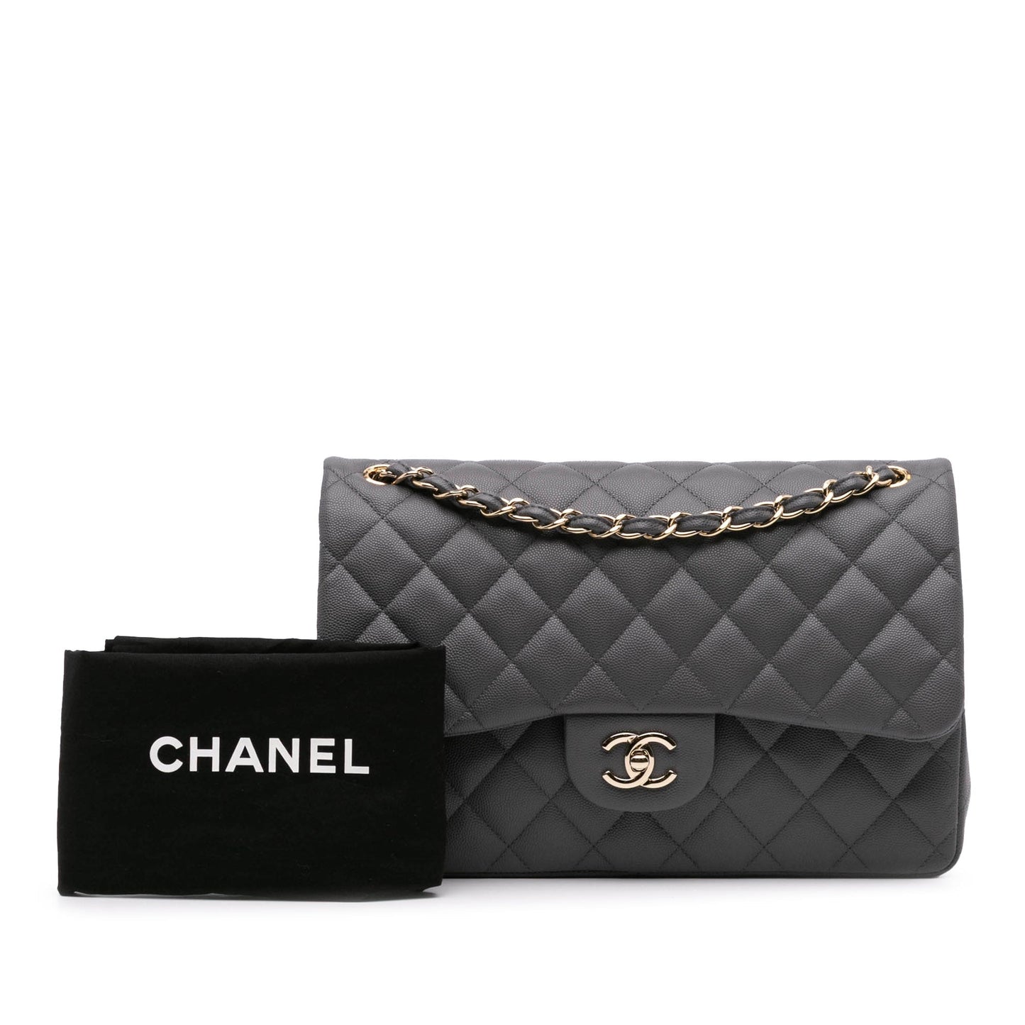 Chanel Jumbo Classic Caviar Double Flap Gray