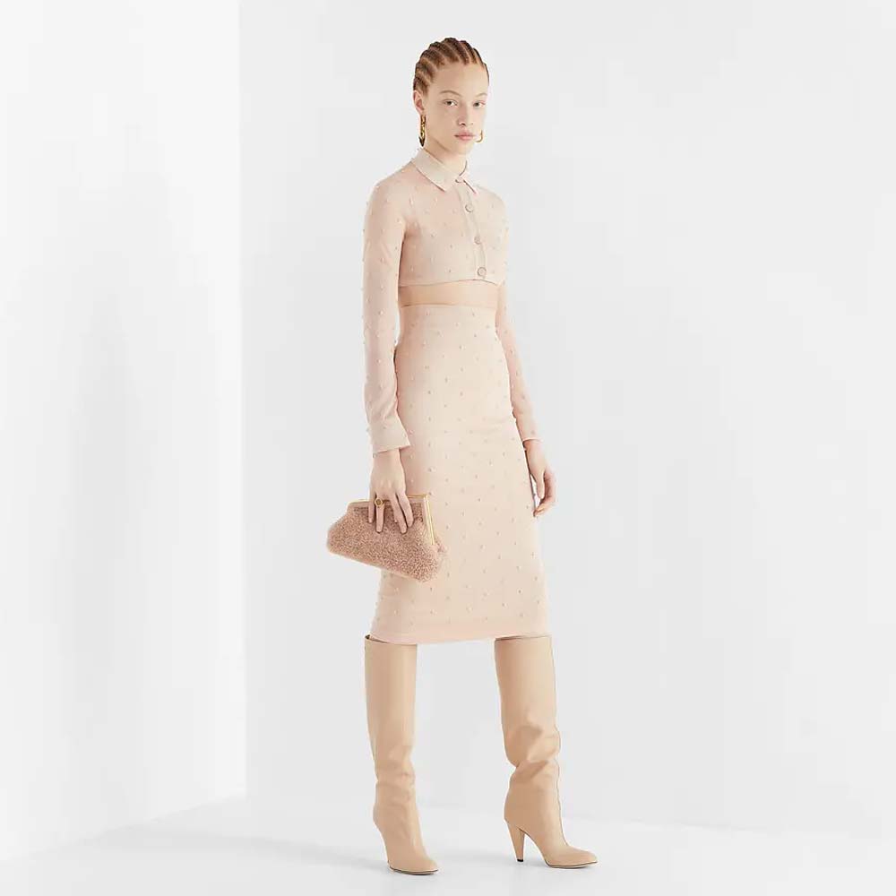 Fendi First Small Pink Sheepskin Bag