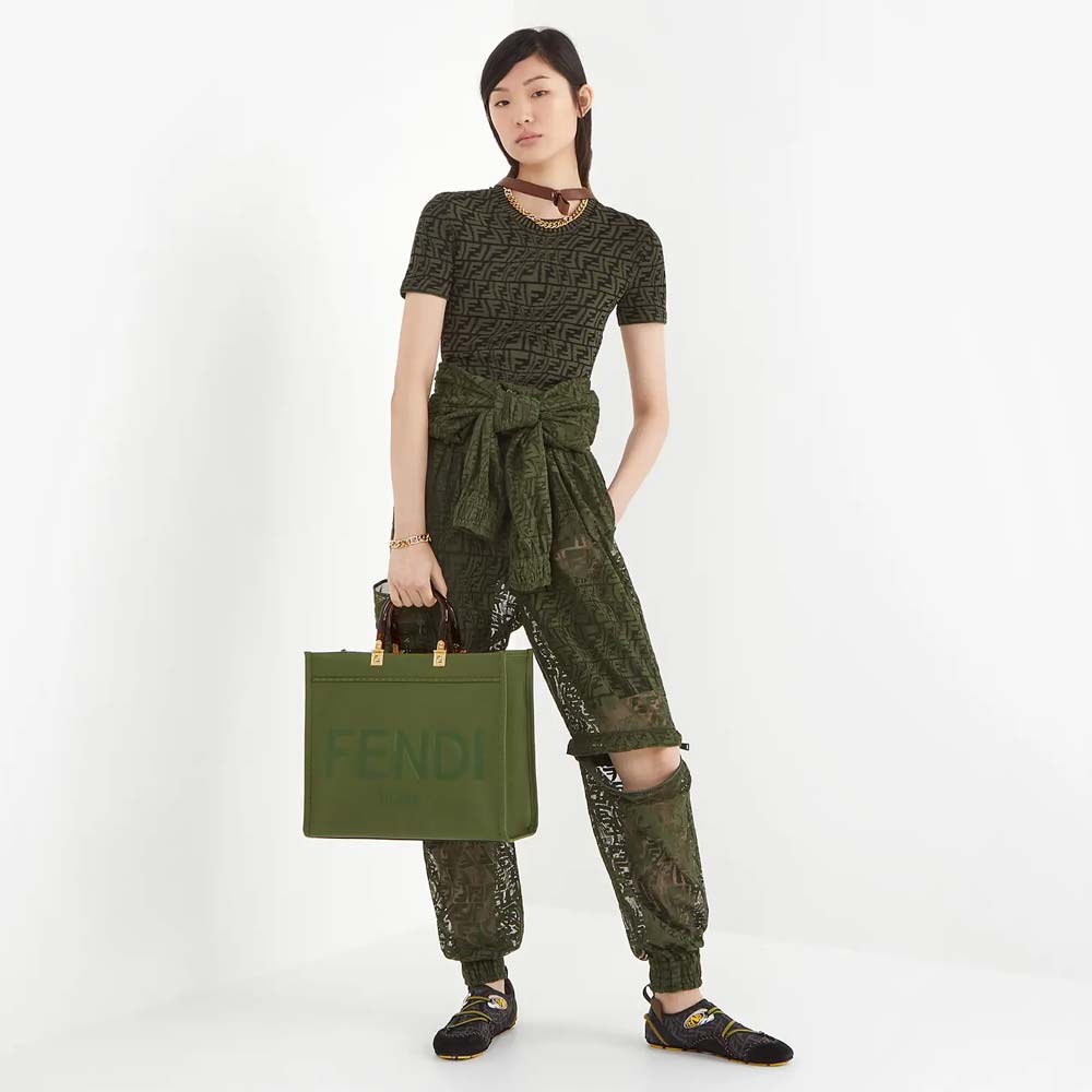 Fendi Sunshine Medium Green Leather Bag