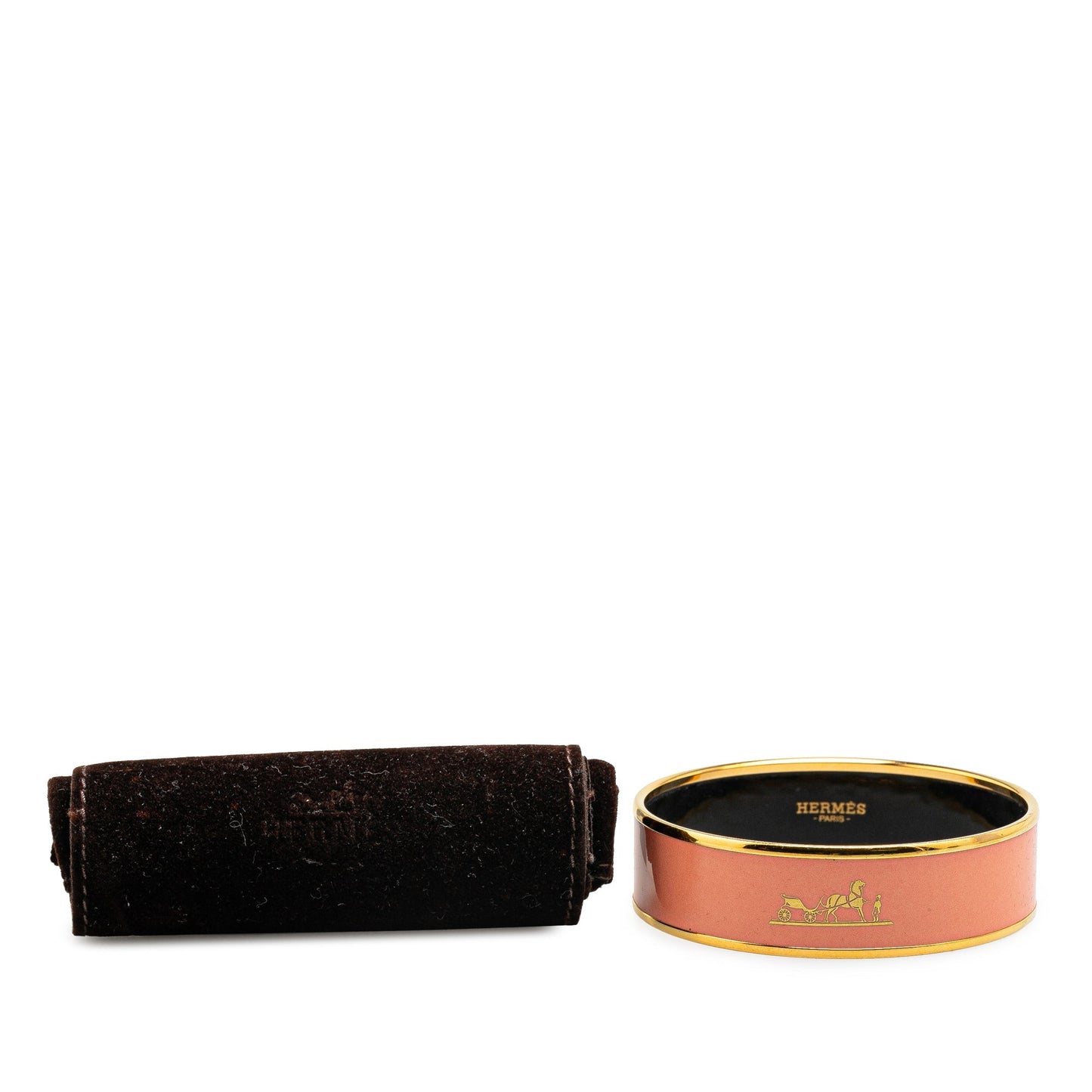 Hermès Wide Caleche Enamel Bangle 70 Orange