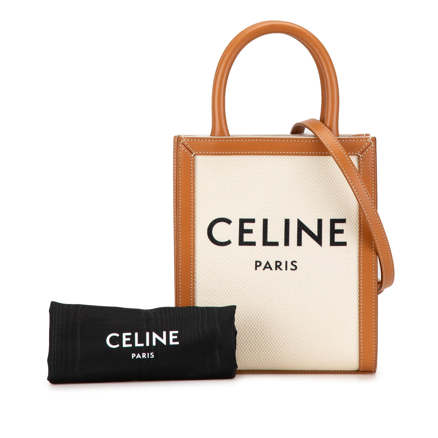 Celine Mini Canvas Vertical Cabas Satchel Brown
