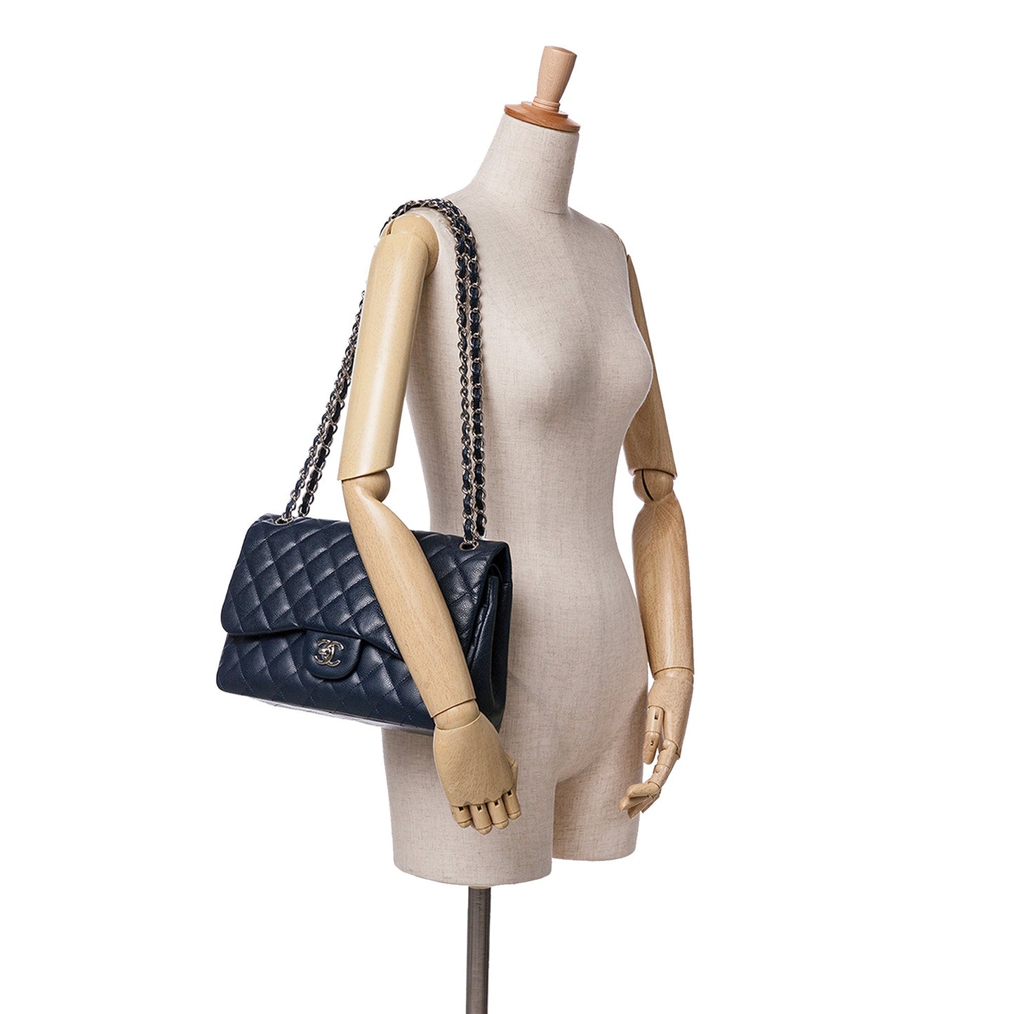 Chanel Jumbo Classic Caviar Double Flap Blue