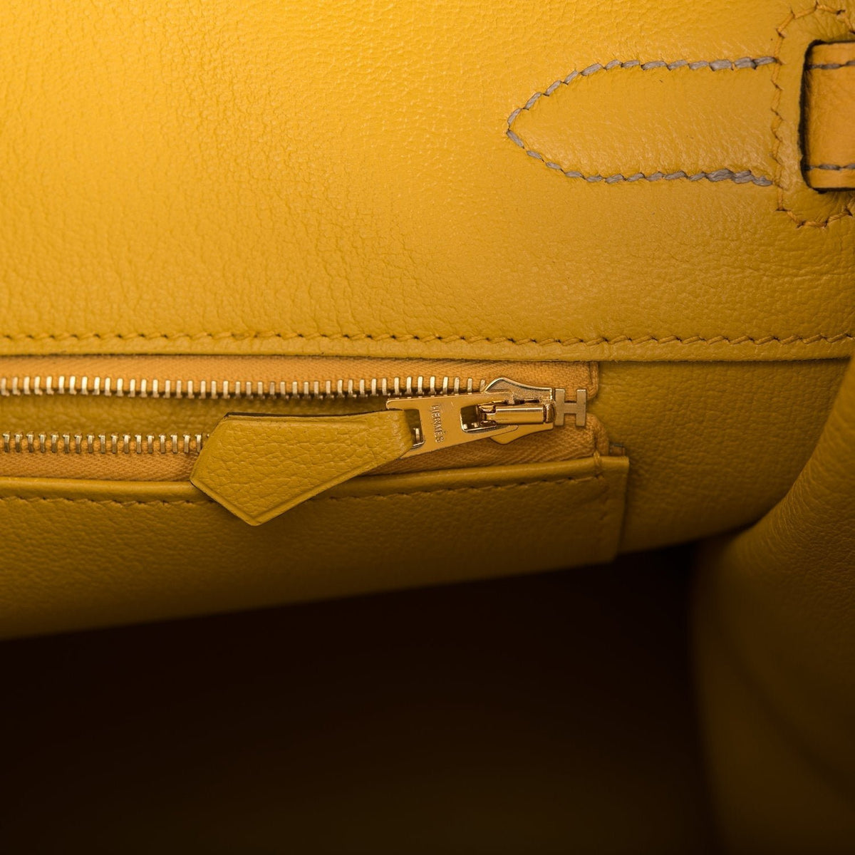Hermes Birkin 35 Etoupe and Jaune Ambre Togo Brushed Gold Hardware