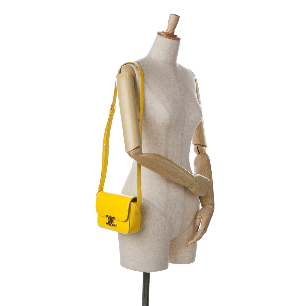 Celine Teen Shiny Calfskin Triomphe Crossbody Yellow