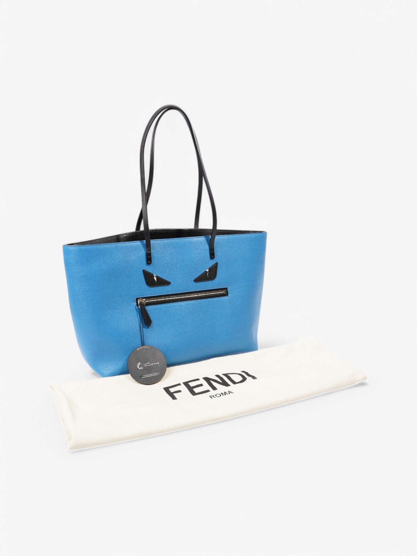 Fendi Monster Tote Blue Leather