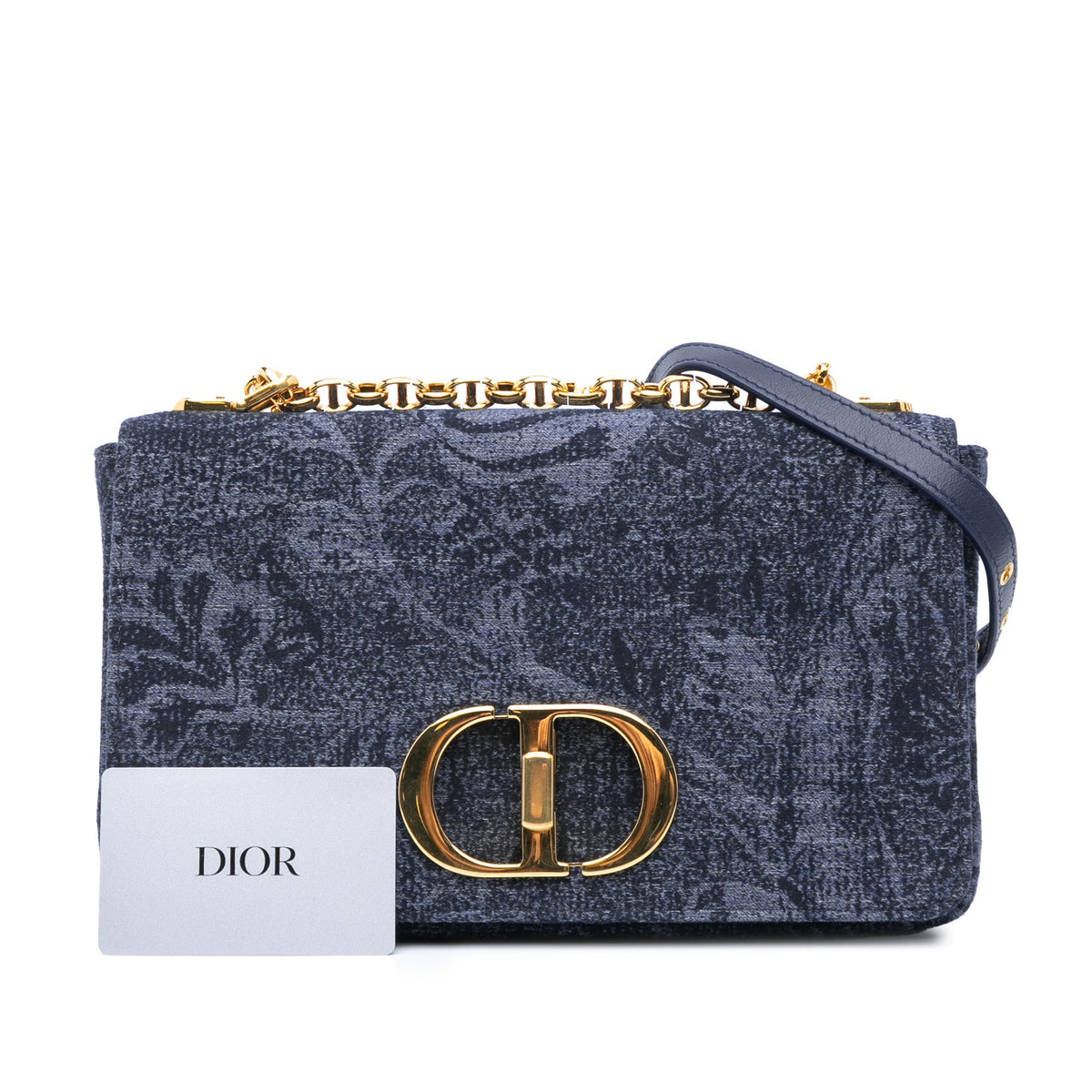 Dior Medium Denim Floral Caro Bag Blue