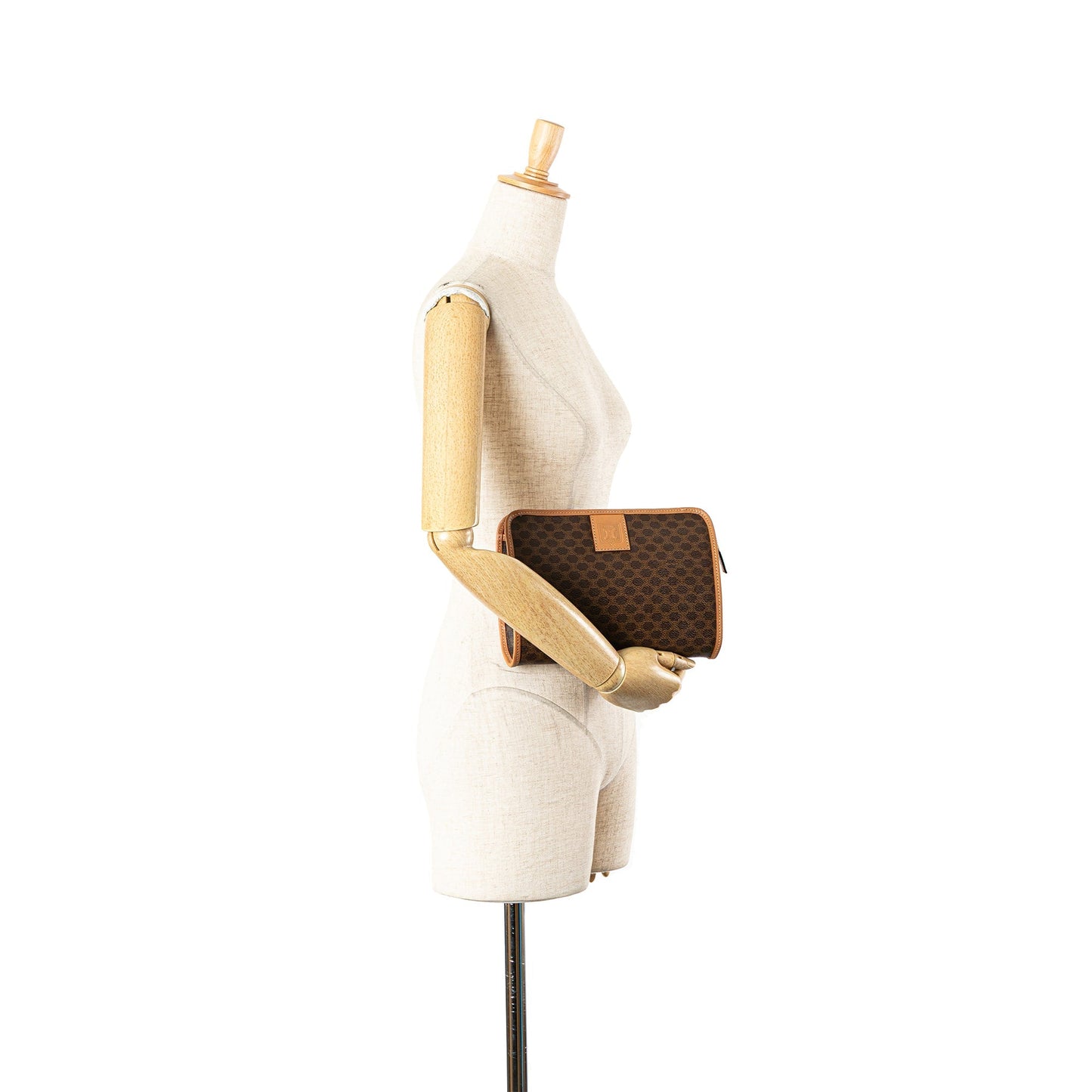 Celine Macadam Coated Canvas Clutch Brown