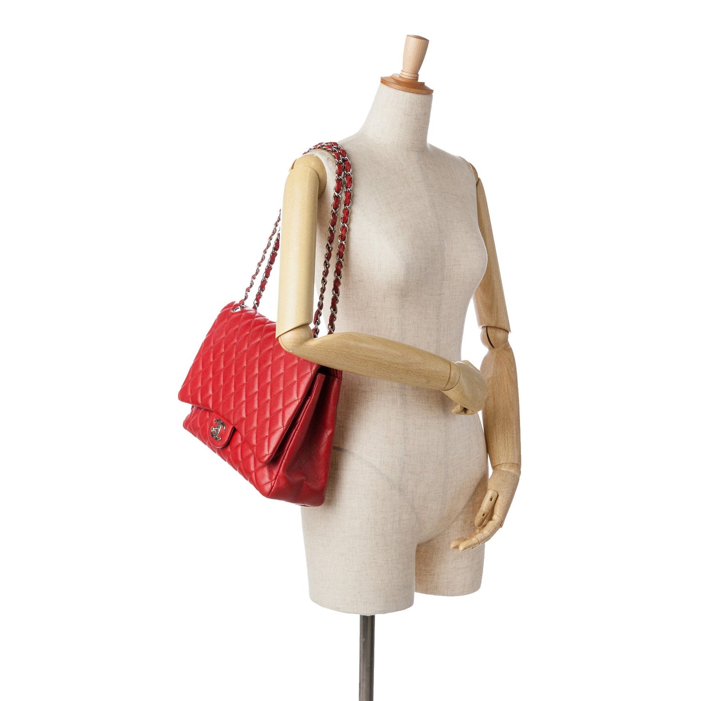 Chanel Maxi Classic Caviar Double Flap Red