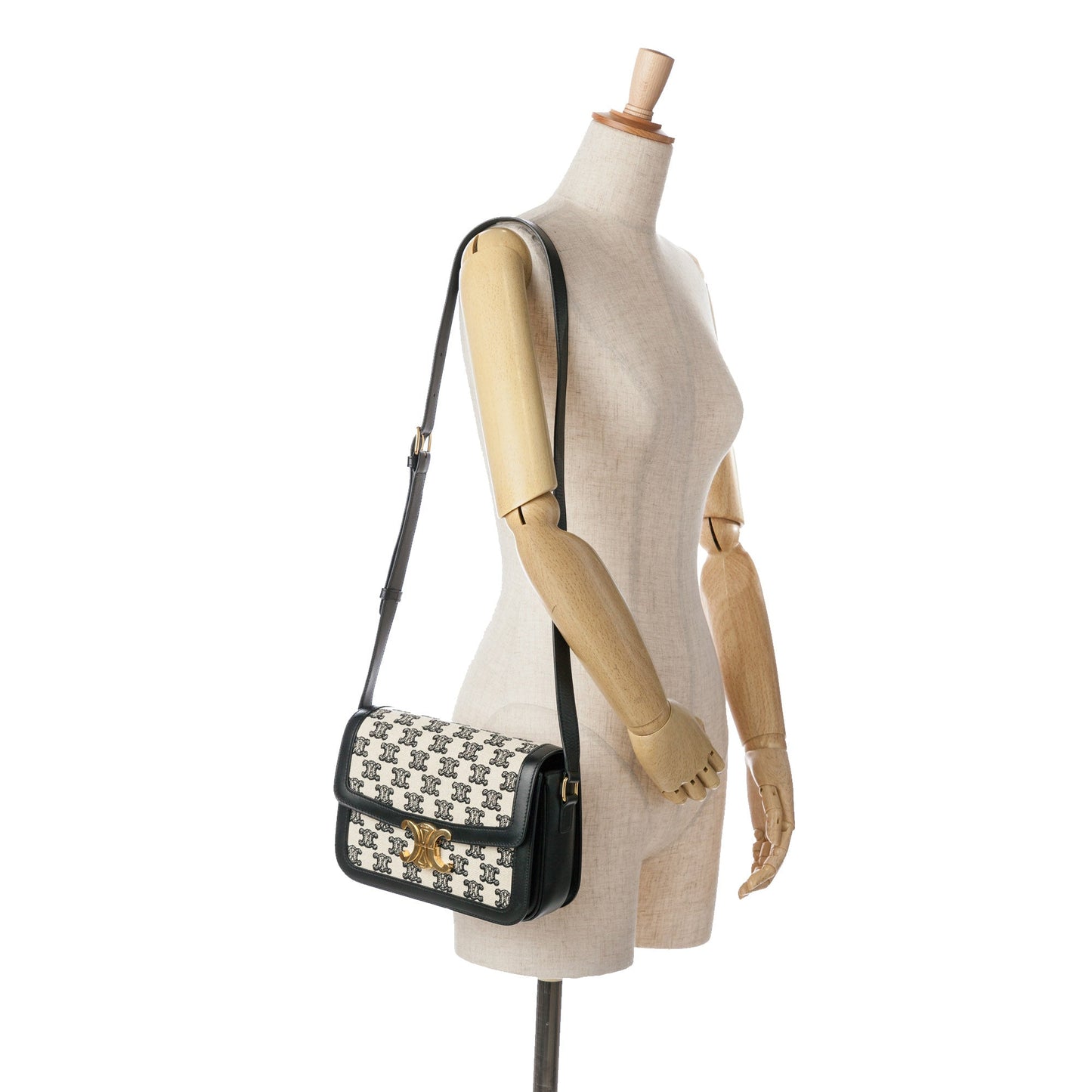 Celine Embroidered Canvas Triomphe Crossbody White